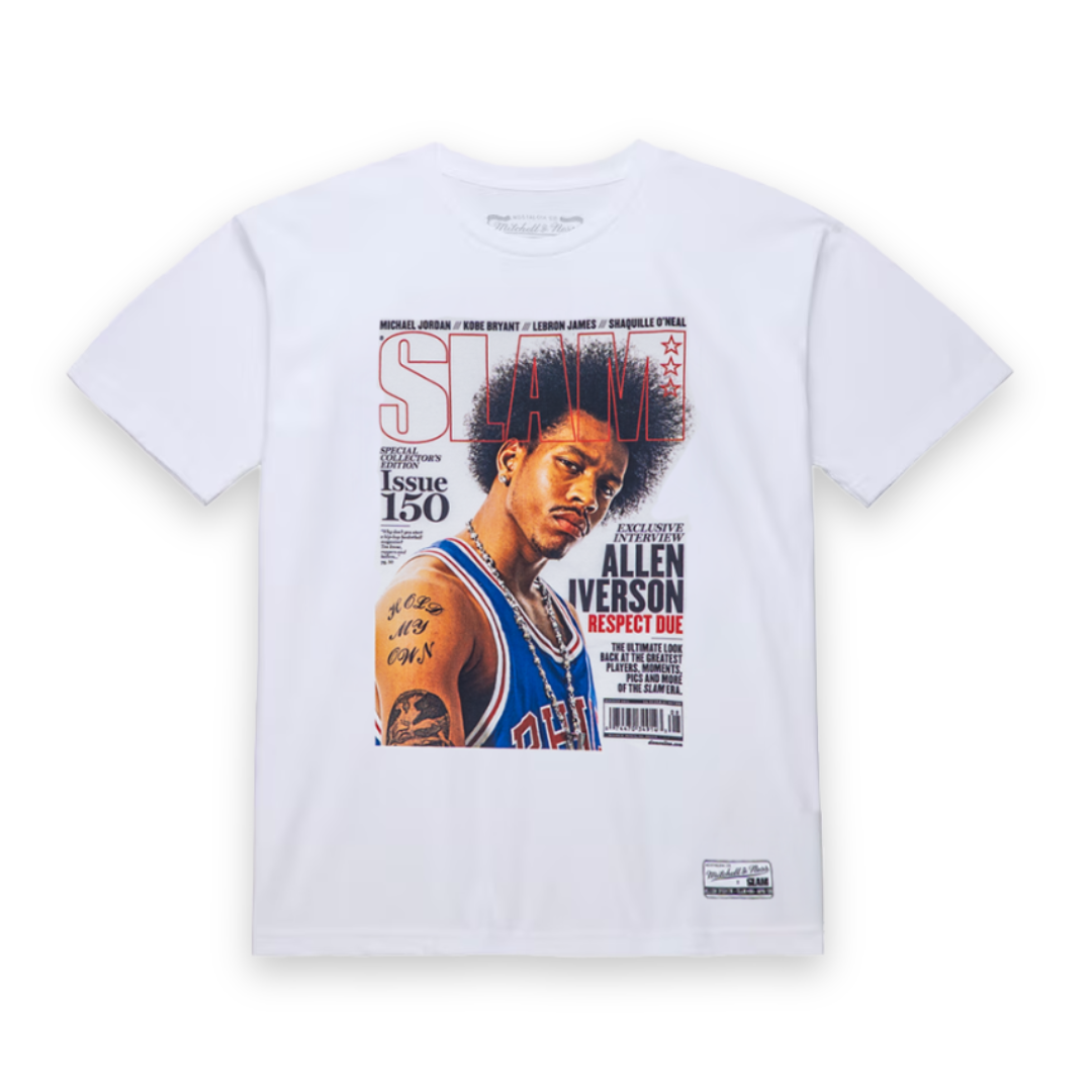 Allen Iverson Philadelphia 76ers Mitchell & Ness NBA Slam Cover T-Shirt Weiß - STADIUMDREAMS