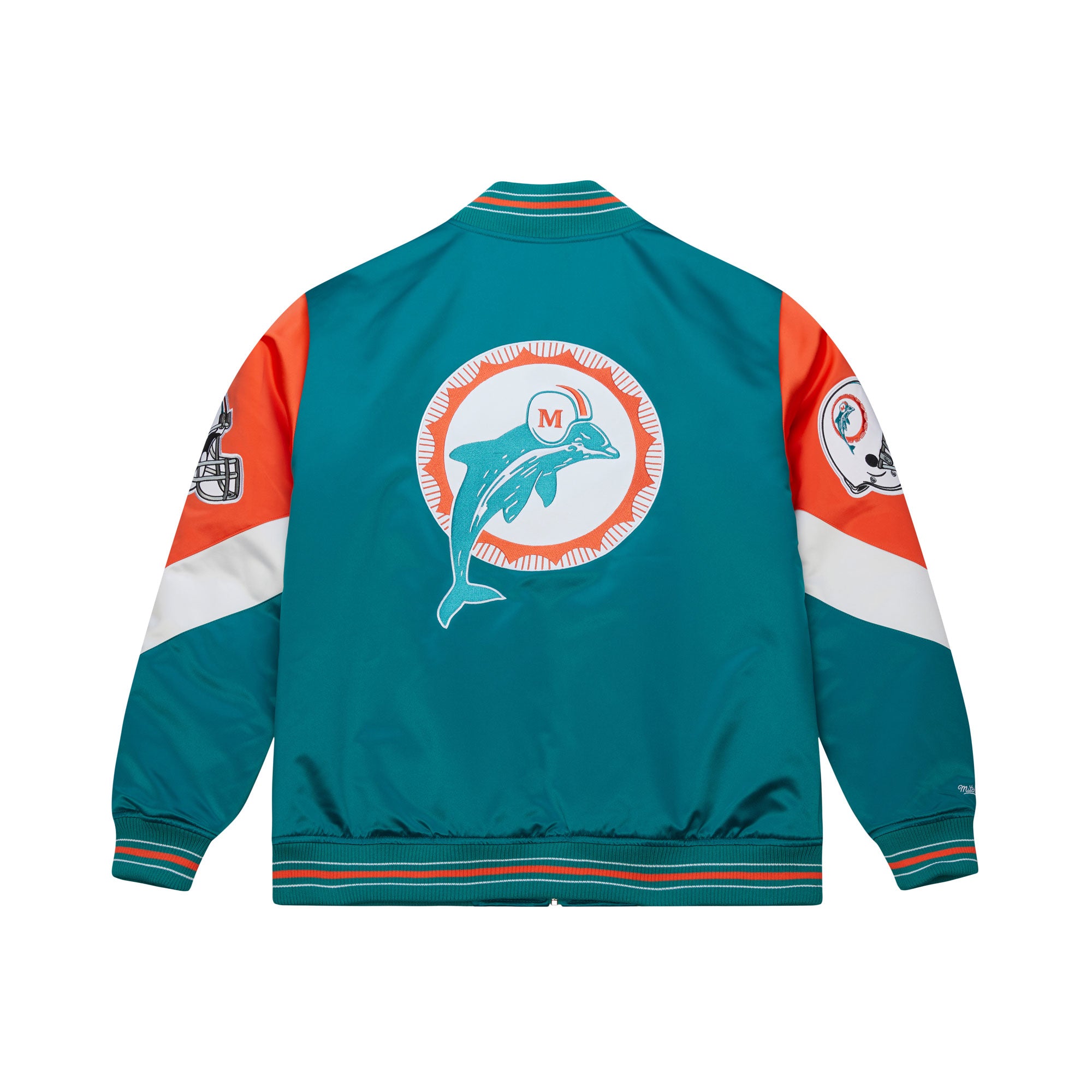 Miami Dolphins Mitchell & Ness Throwback Vintage Heavyweight Satin NFL Jacke Türkis - STADIUMDREAMS
