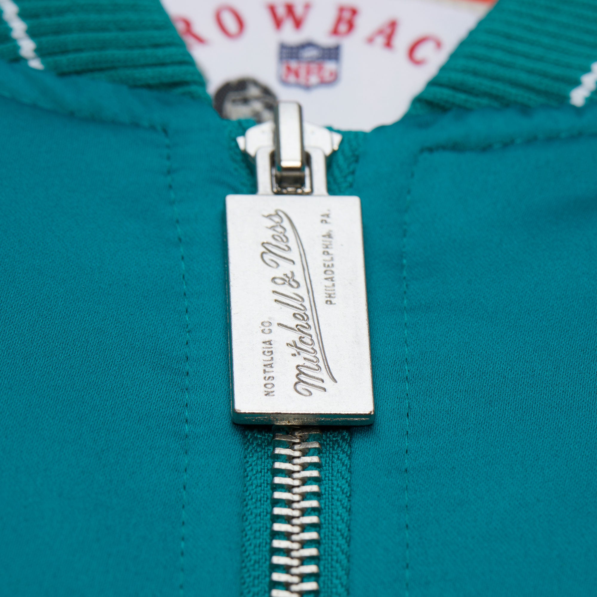Miami Dolphins Mitchell & Ness Throwback Vintage Heavyweight Satin NFL Jacke Türkis - STADIUMDREAMS
