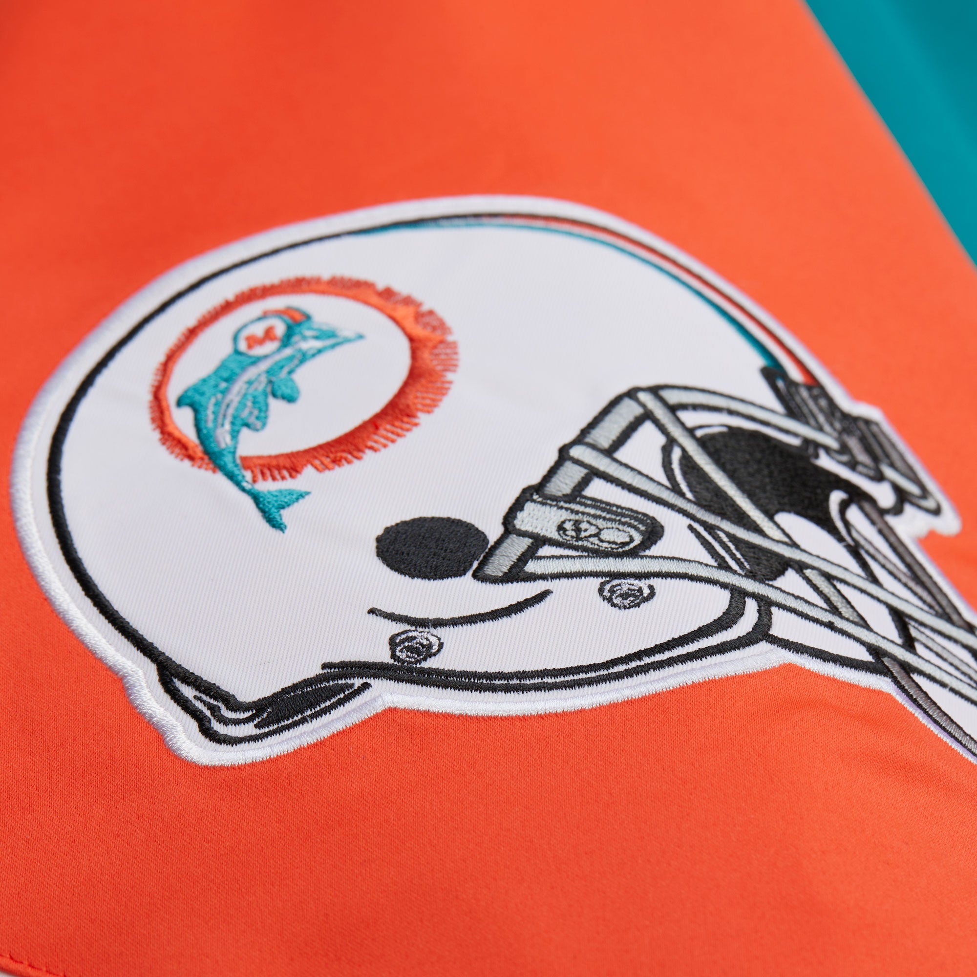 Miami Dolphins Mitchell & Ness Throwback Vintage Heavyweight Satin NFL Jacke Türkis - STADIUMDREAMS