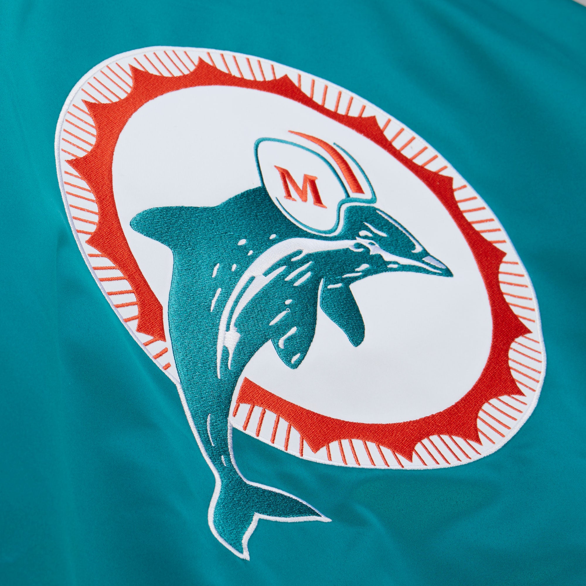 Miami Dolphins Mitchell & Ness Throwback Vintage Heavyweight Satin NFL Jacke Türkis - STADIUMDREAMS