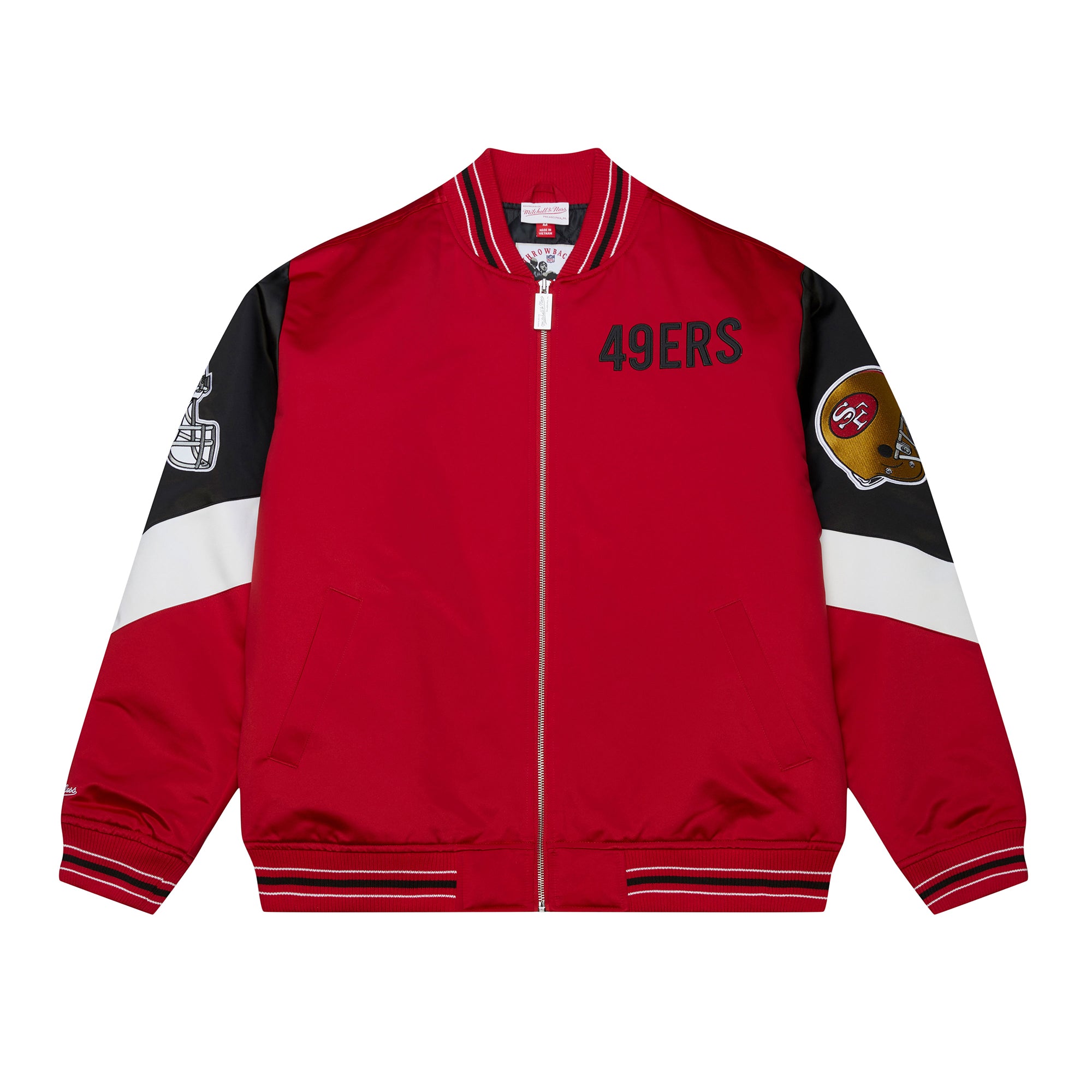 San Francisco 49ers Mitchell & Ness Throwback Vintage Heavyweight Satin NFL Jacke Rot - STADIUMDREAMS