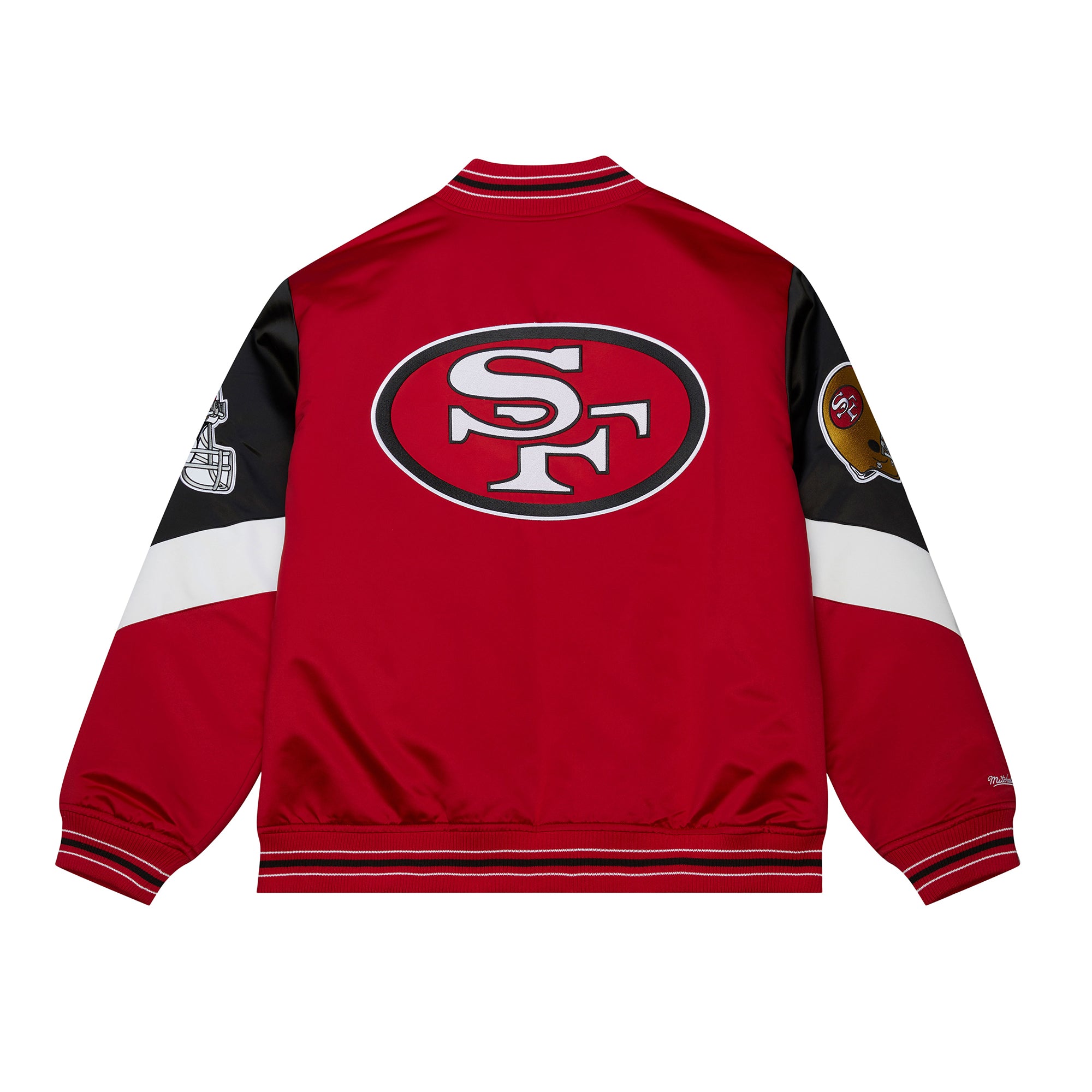 San Francisco 49ers Mitchell & Ness Throwback Vintage Heavyweight Satin NFL Jacke Rot - STADIUMDREAMS