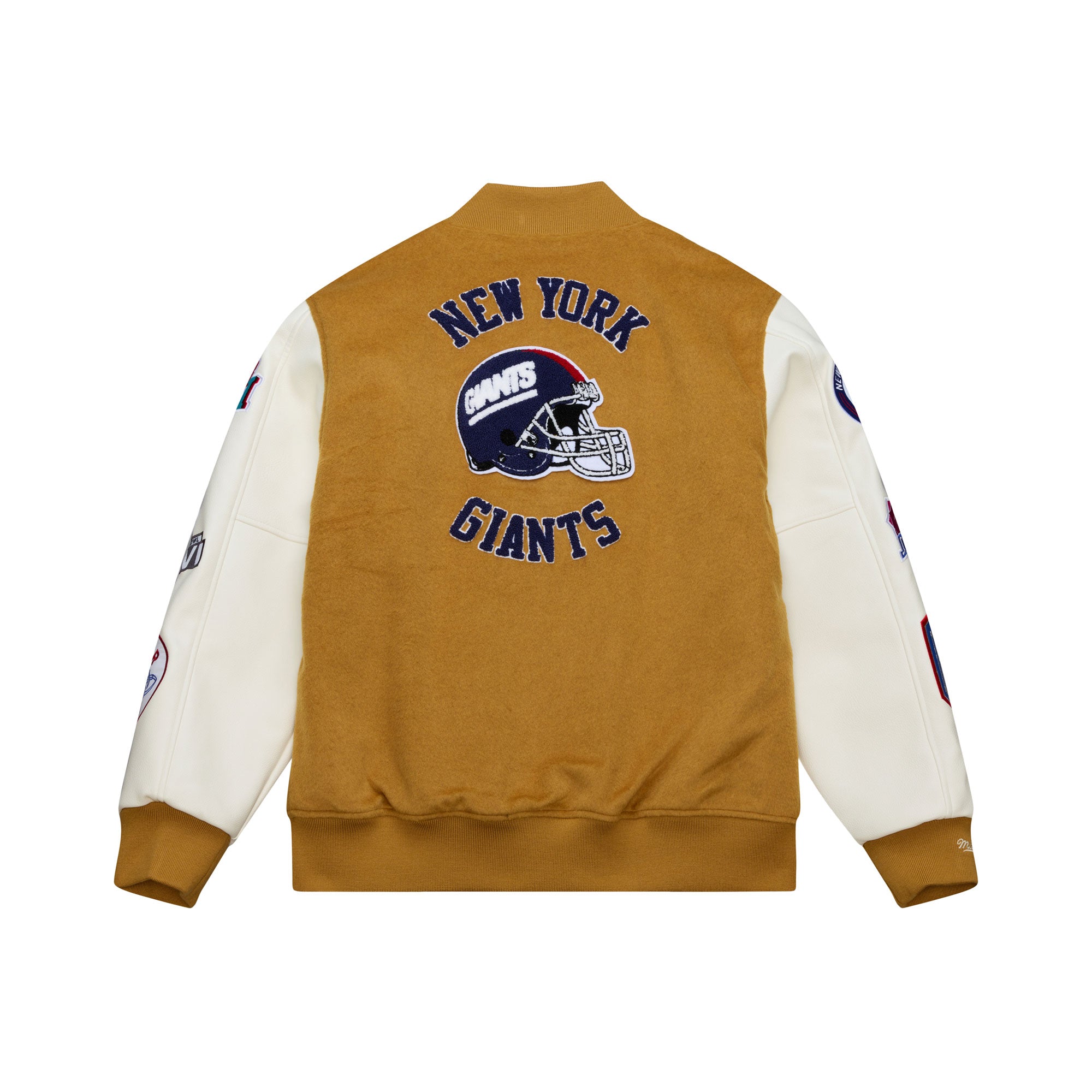 New York Giants Mitchell & Ness Dusted Collection Premium Patches NFL College Jacke Beige