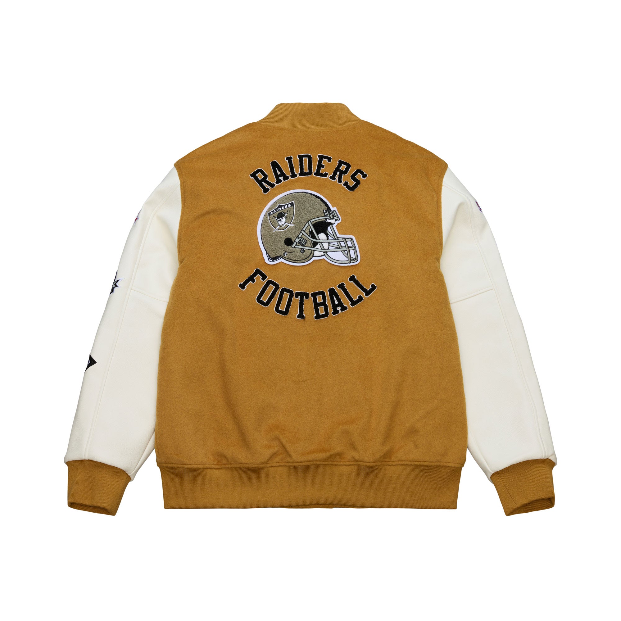 Las Vegas Raiders Mitchell & Ness Dusted Collection Premium Patches NFL College Jacke Beige