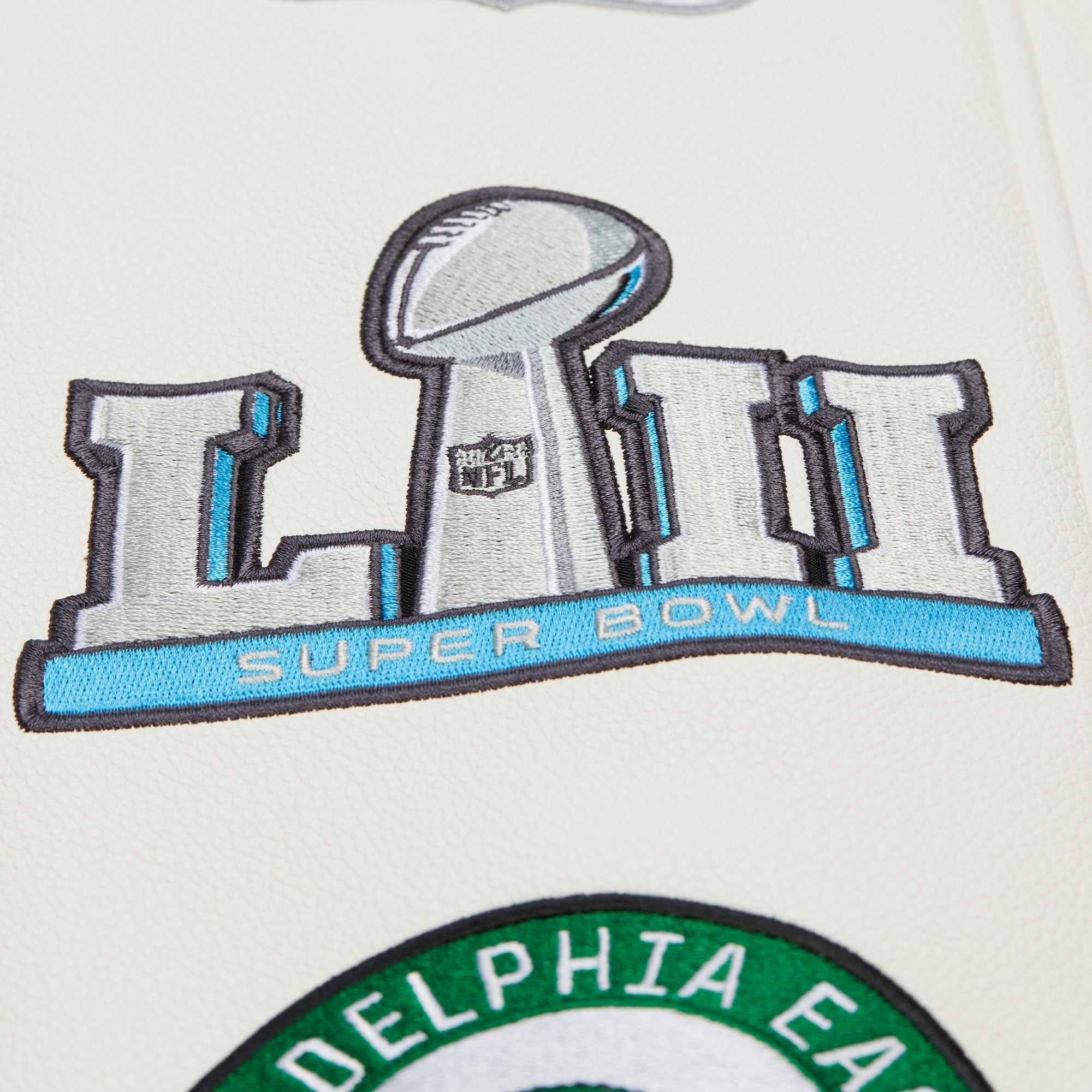 Philadelphia Eagles Mitchell & Ness Dusted Collection Premium Patches NFL College Jacke Beige