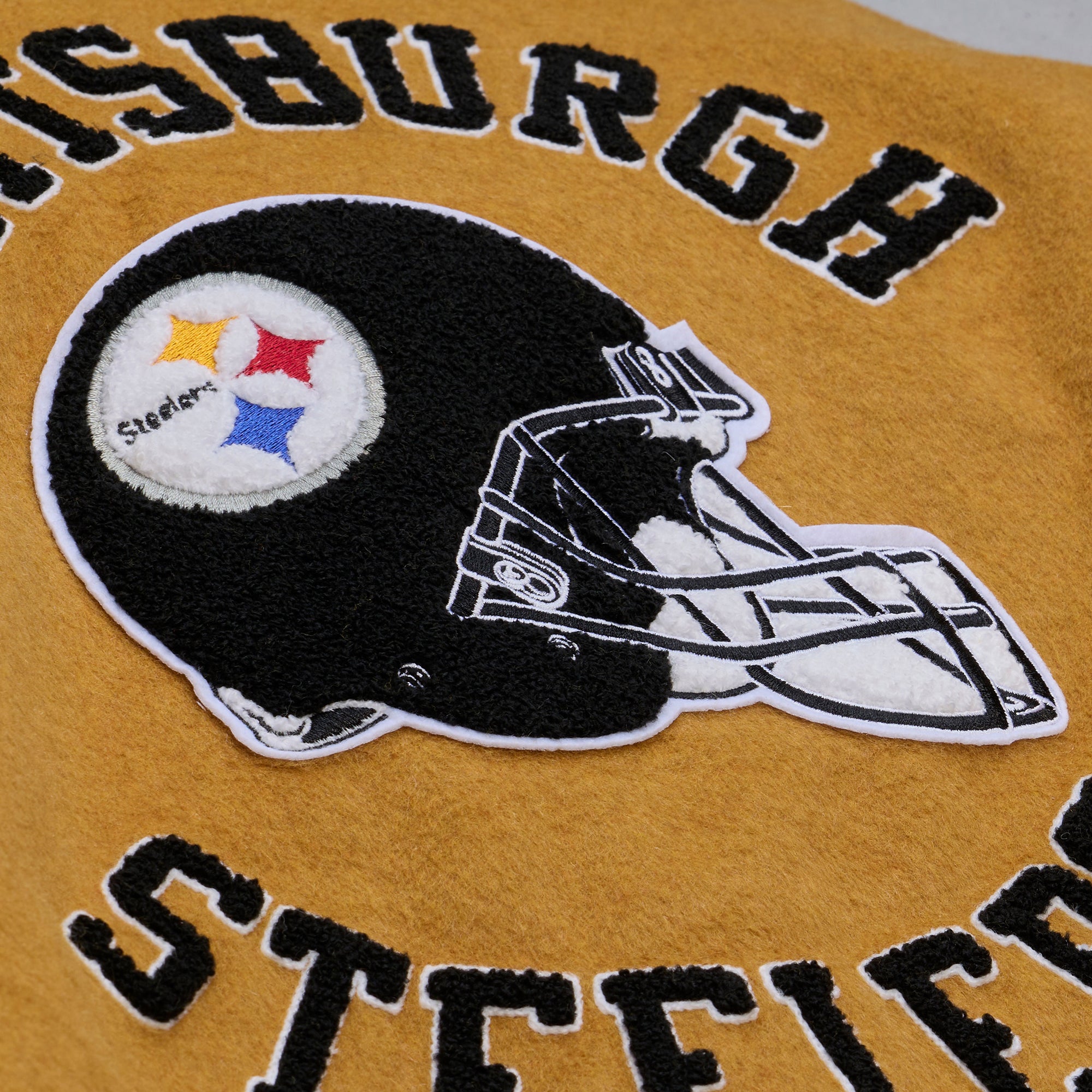 Pittsburgh Steelers Mitchell & Ness Dusted Collection Premium Patches NFL College Jacke Beige