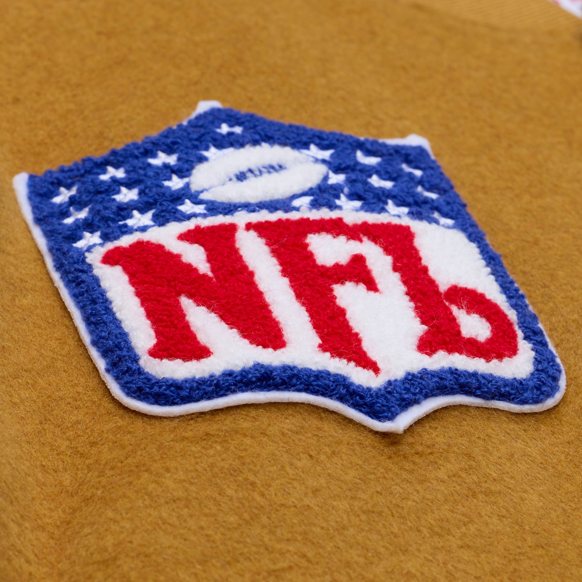 San Francisco 49ers Mitchell & Ness Dusted Collection Premium Patches NFL College Jacke Beige