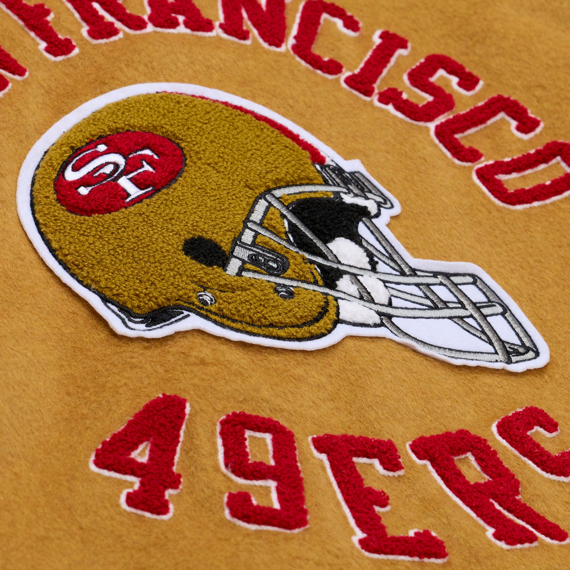 San Francisco 49ers Mitchell & Ness Dusted Collection Premium Patches NFL College Jacke Beige