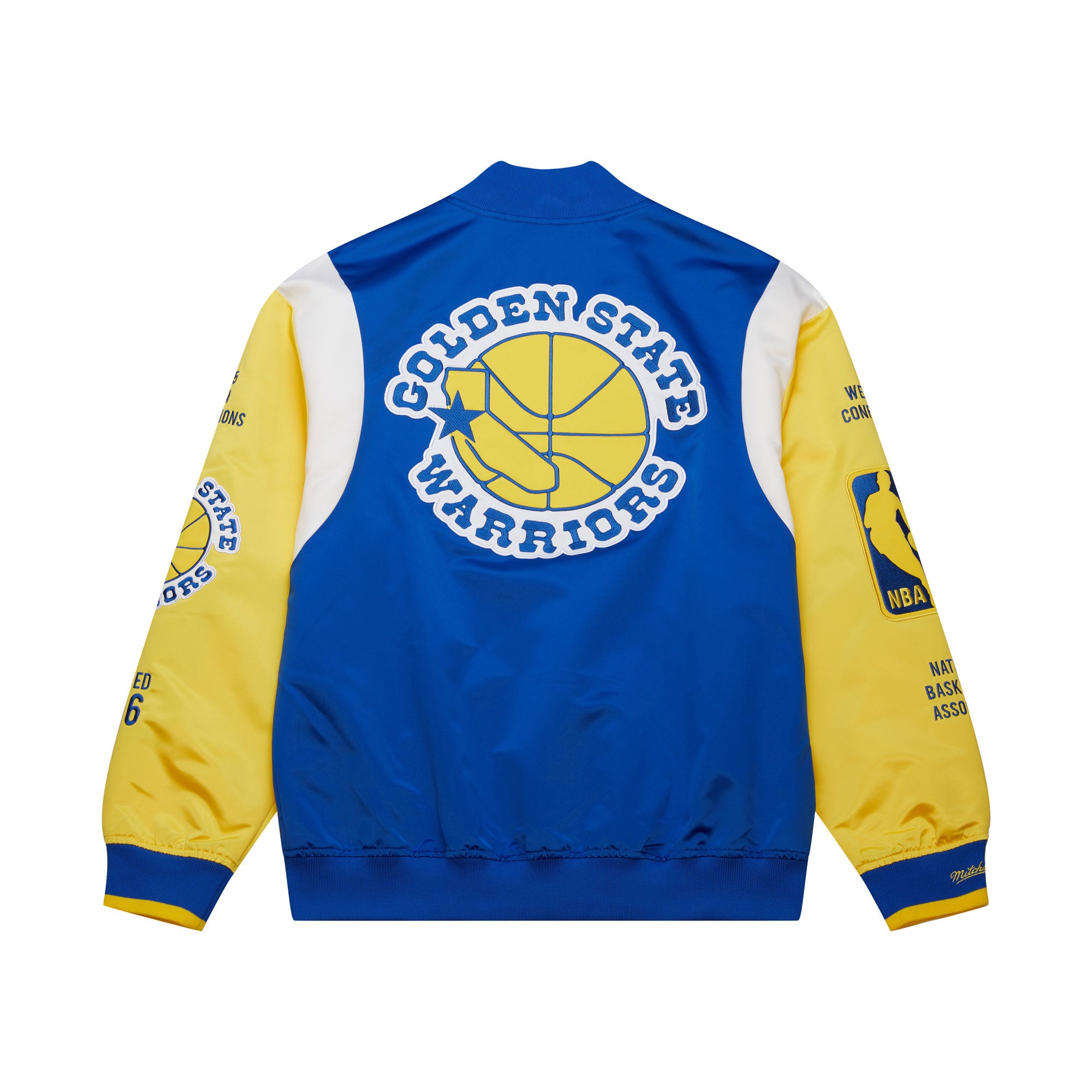 Golden State Warriors Mitchell & Ness Team Origins Patch NBA Jacke Blau - STADIUMDREAMS