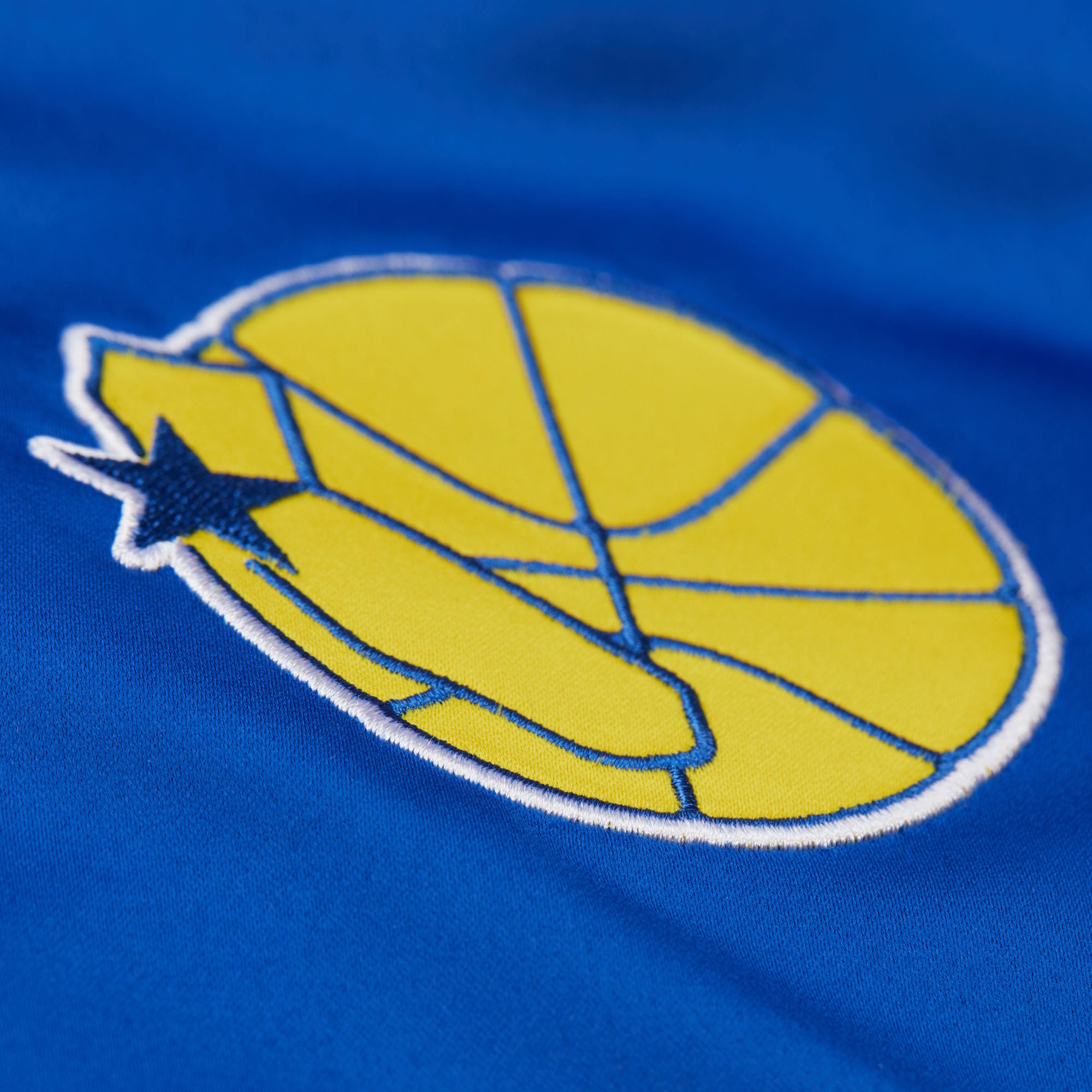 Golden State Warriors Mitchell & Ness Team Origins Patch NBA Jacke Blau - STADIUMDREAMS