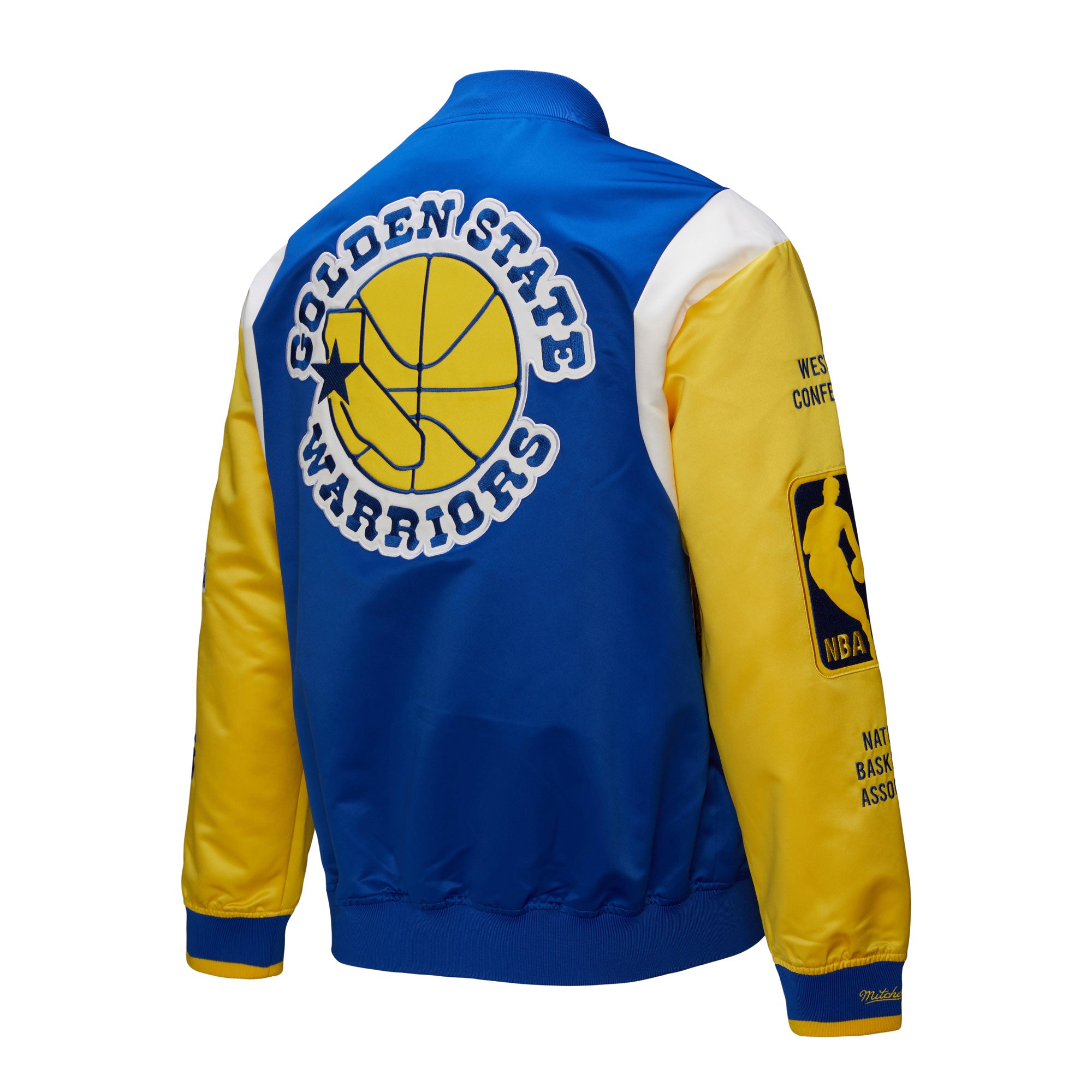 Golden State Warriors Mitchell & Ness Team Origins Patch NBA Jacke Blau - STADIUMDREAMS