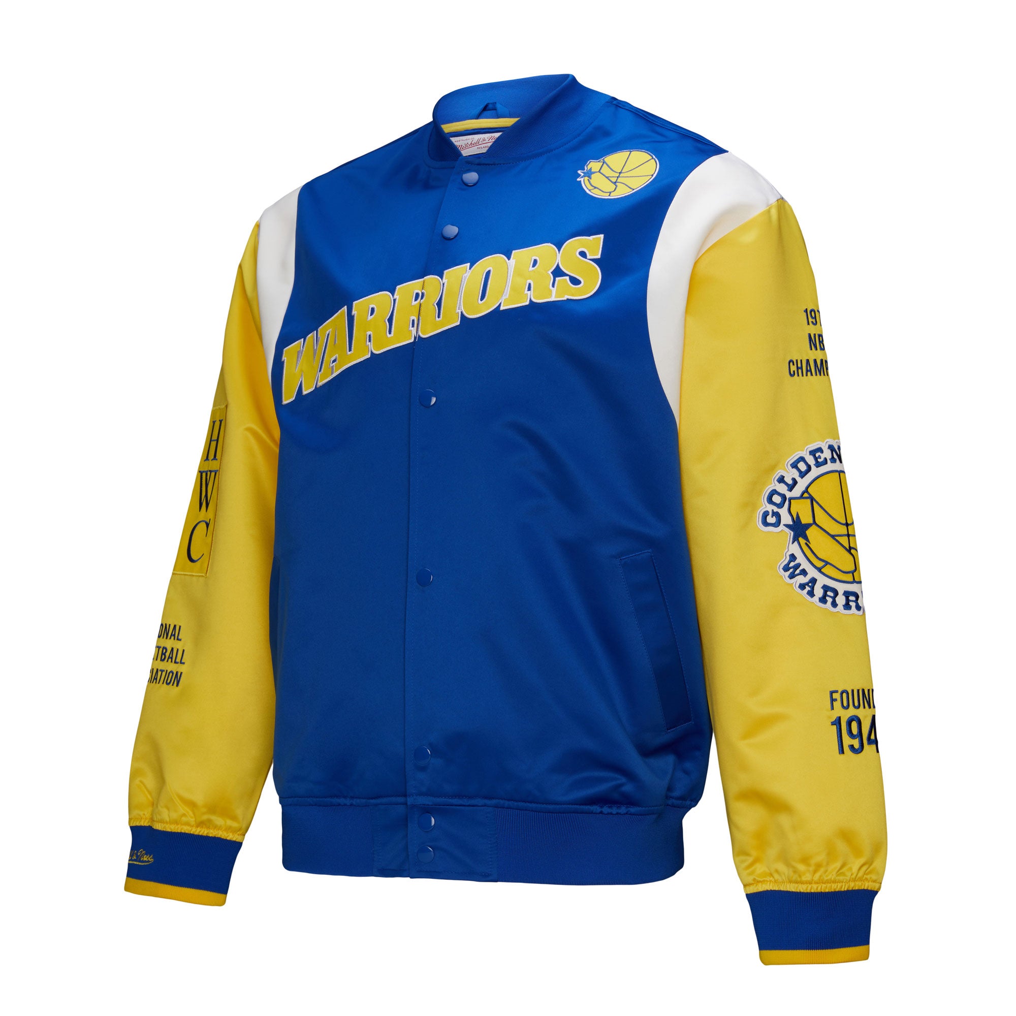 Golden State Warriors Mitchell & Ness Team Origins Patch NBA Jacke Blau - STADIUMDREAMS