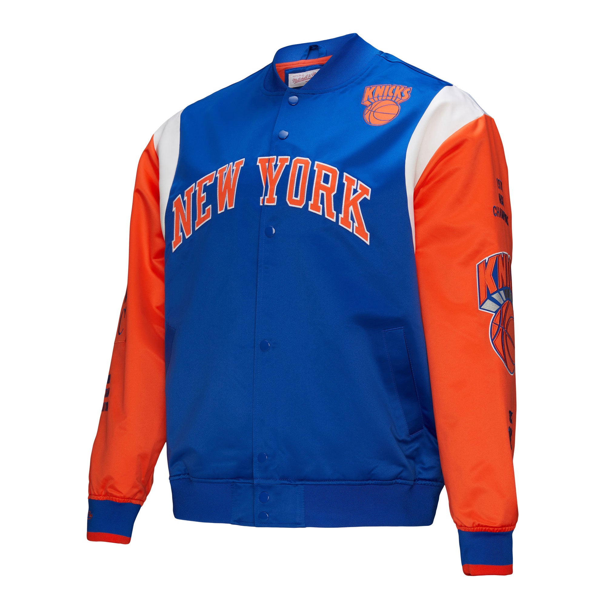 New York Knicks Mitchell & Ness Team Origins Patch NBA Jacke Blau - STADIUMDREAMS