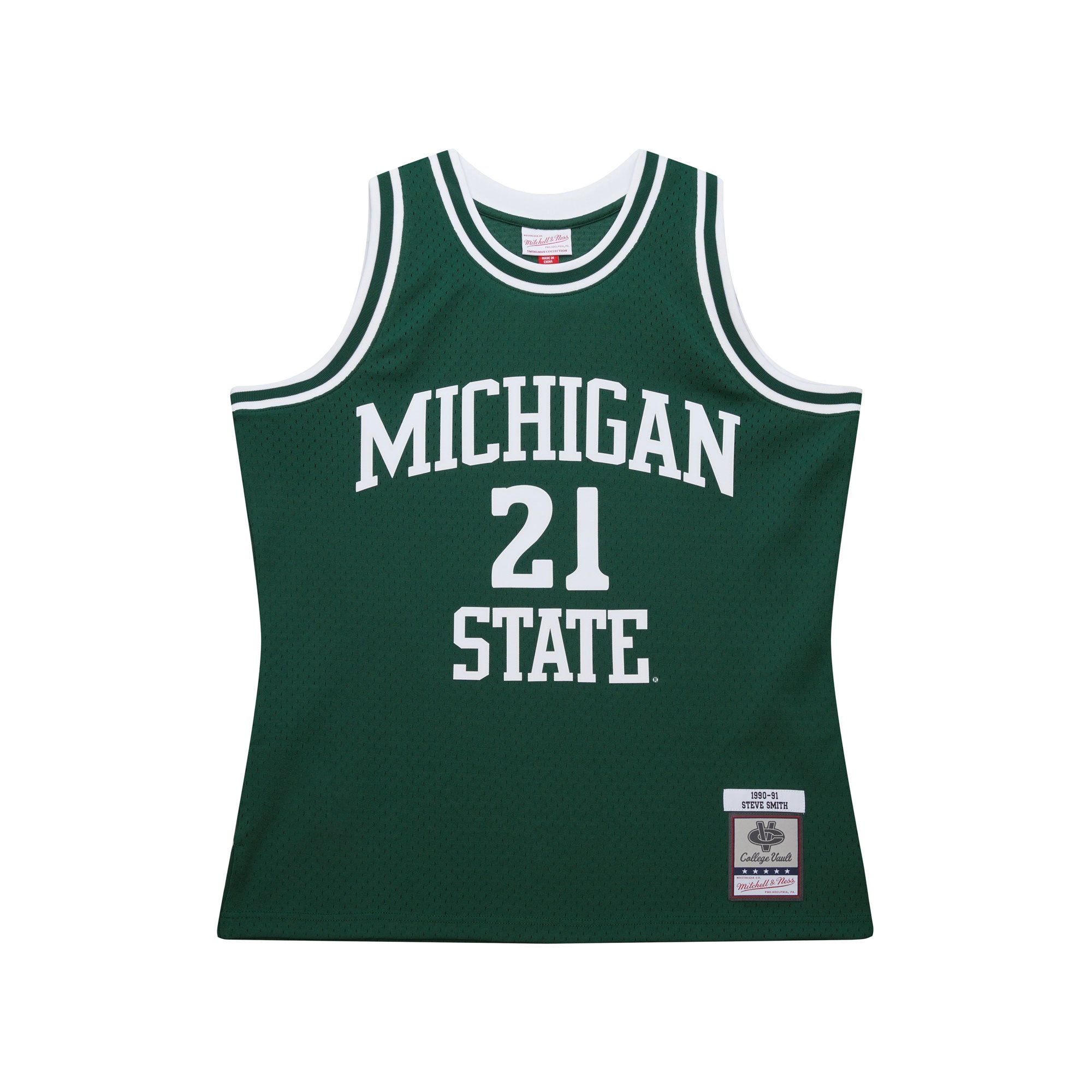 Steve Smith #21 Michigan State Spartans Mitchell & Ness NCAA Swingman Trikot 1990 Grün - STADIUMDREAMS