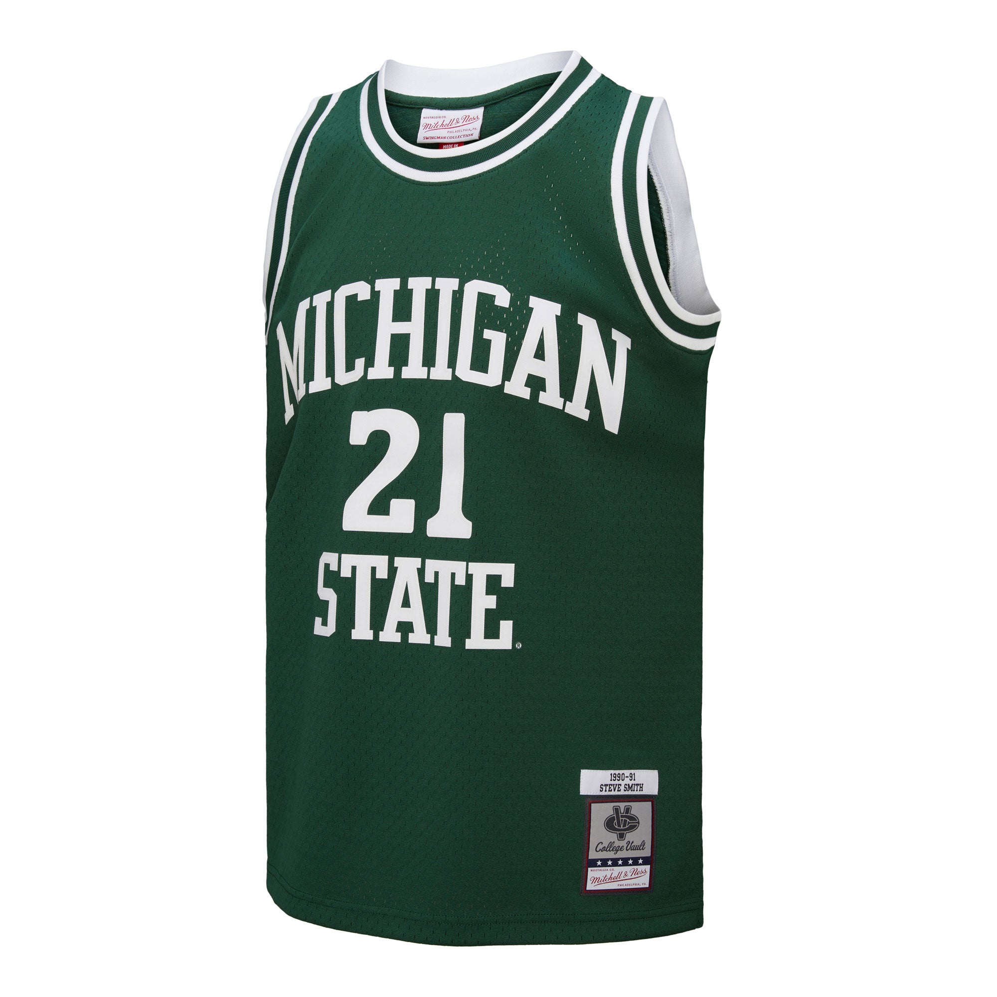 Steve Smith #21 Michigan State Spartans Mitchell & Ness NCAA Swingman Trikot 1990 Grün - STADIUMDREAMS