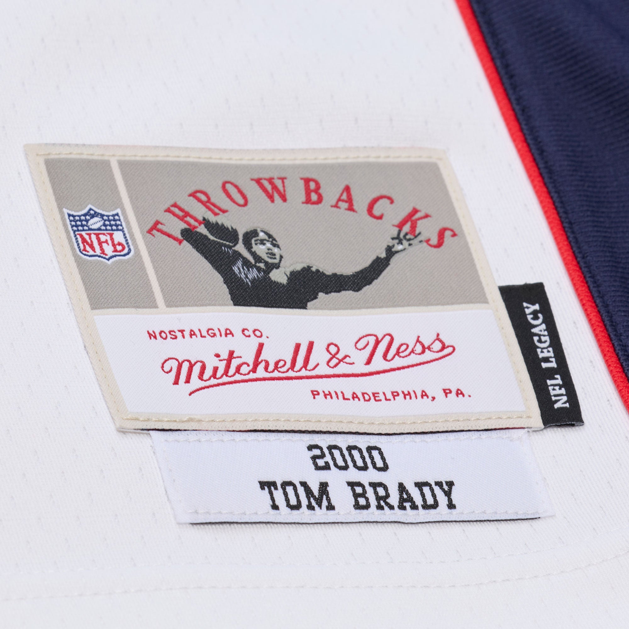 Tom Brady #12 New England Patriots 2000 Mitchell & Ness Legacy NFL Trikot Weiß