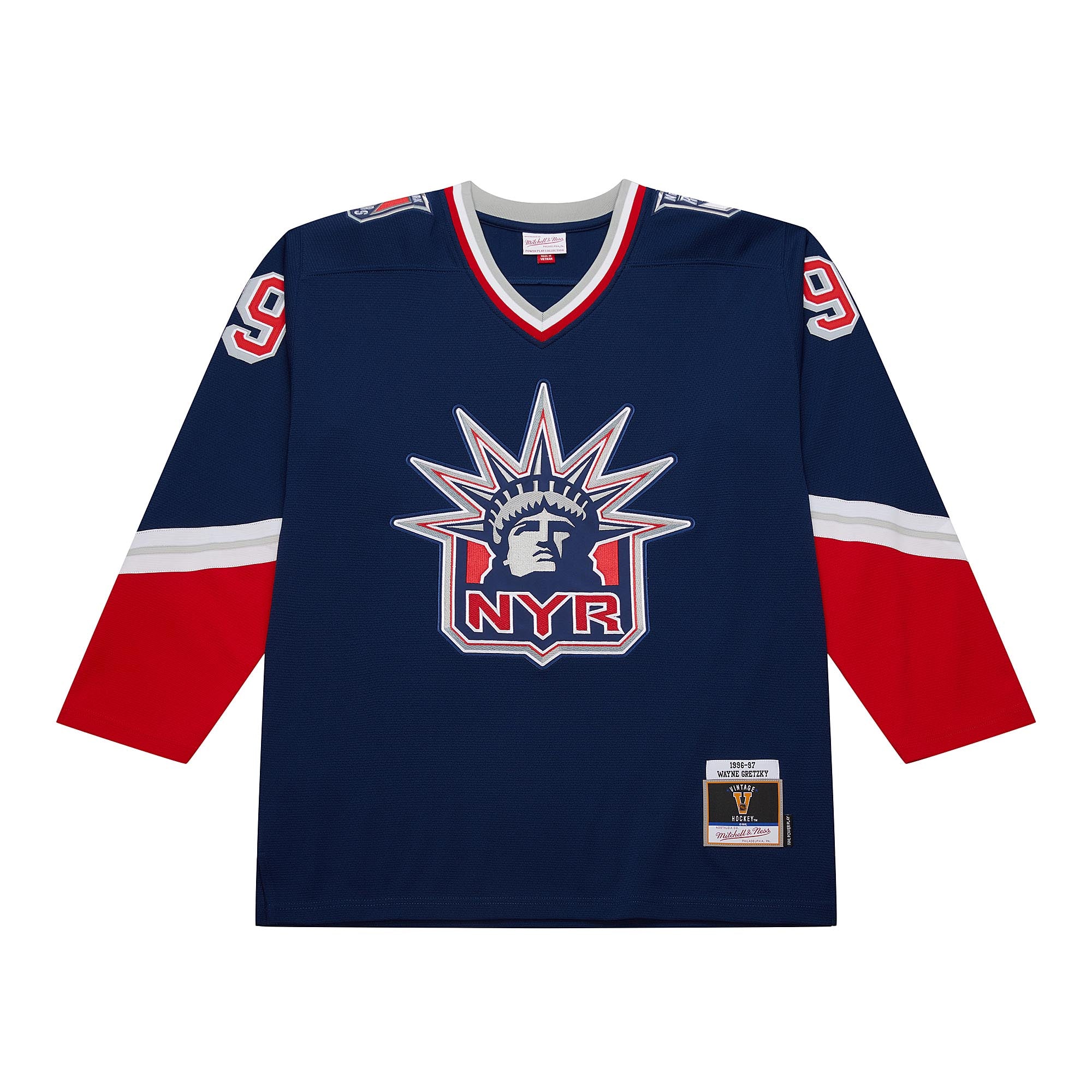 Wayne Gretzky #99 New York Rangers Mitchell & Ness 1996 Premium PowerPlay NHL Trikot Navy