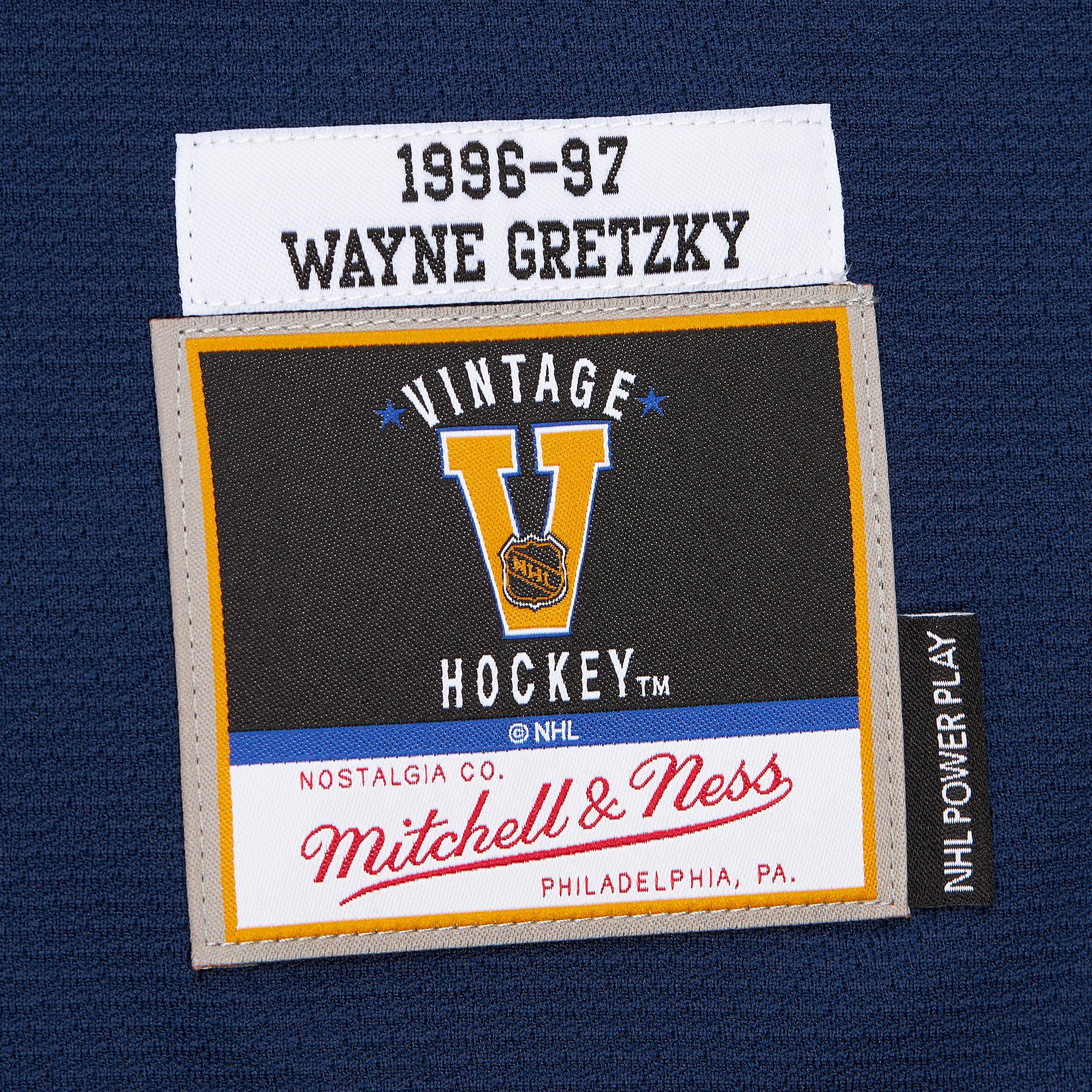 Wayne Gretzky #99 New York Rangers Mitchell & Ness 1996 Premium PowerPlay NHL Trikot Navy