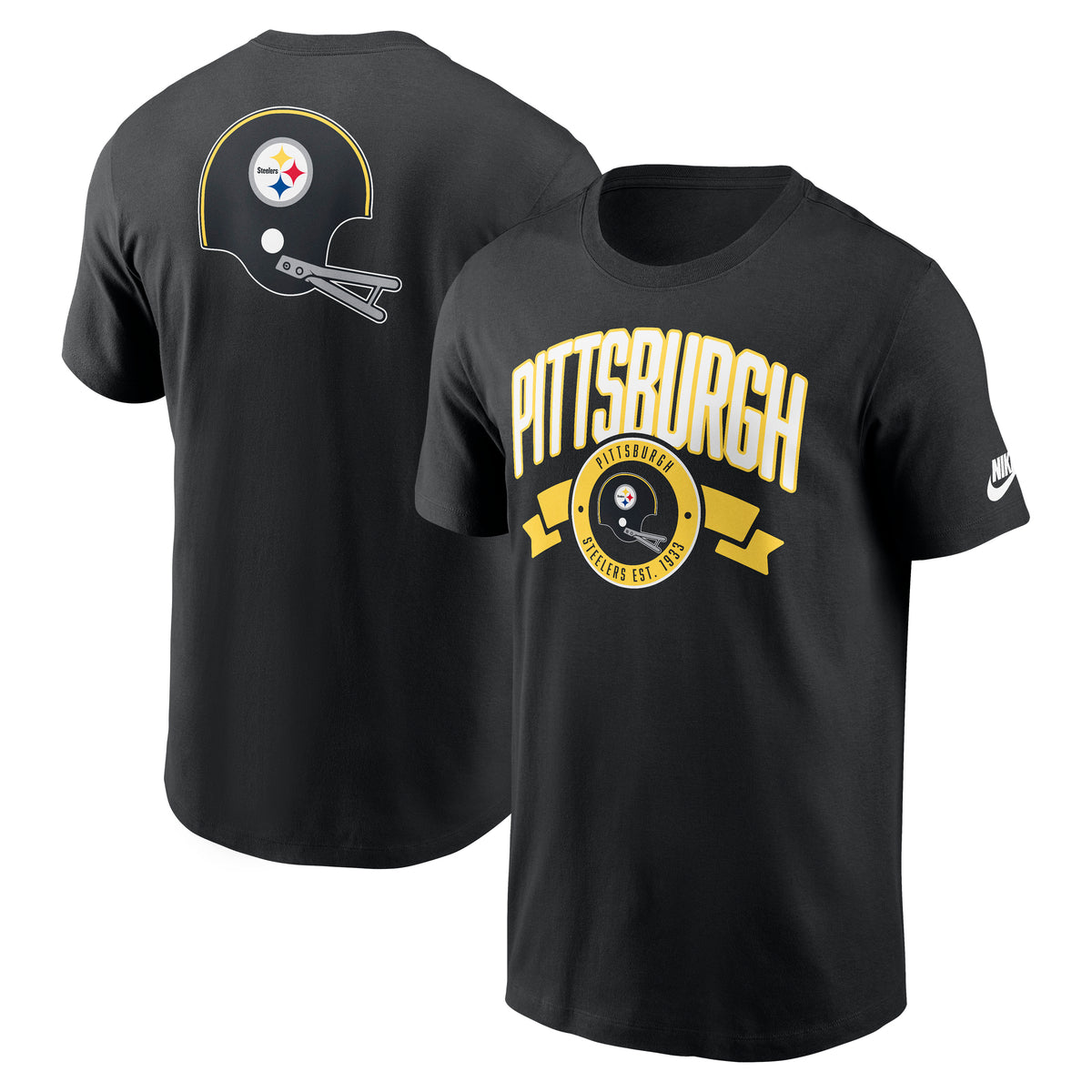 Pittsburgh Steelers Nike Rewind Backprint Hit NFL T-Shirt Schwarz - STADIUMDREAMS