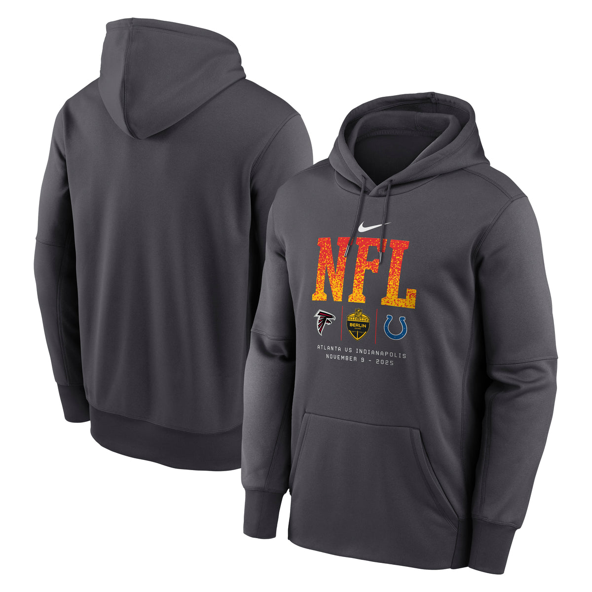 2025 NFL Berlin Game Falcons vs. Colts Nike Therma-FIT Hoodie Anthrazit