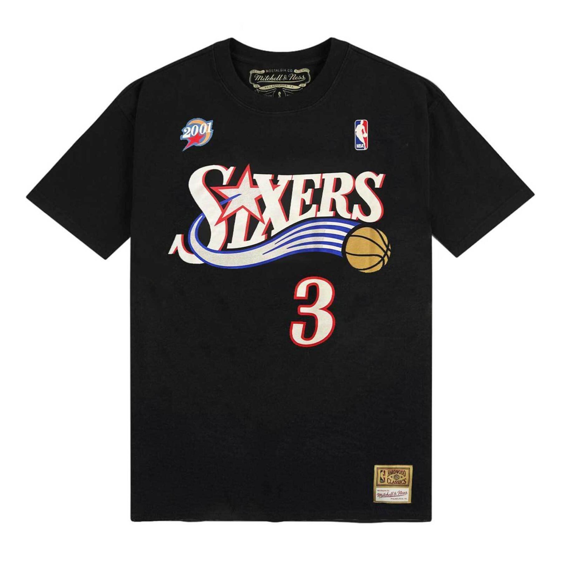 Allen Iverson #3 Philadelphia 76ers Mitchell & Ness NBA Name & Number T-Shirt Schwarz - STADIUMDREAMS
