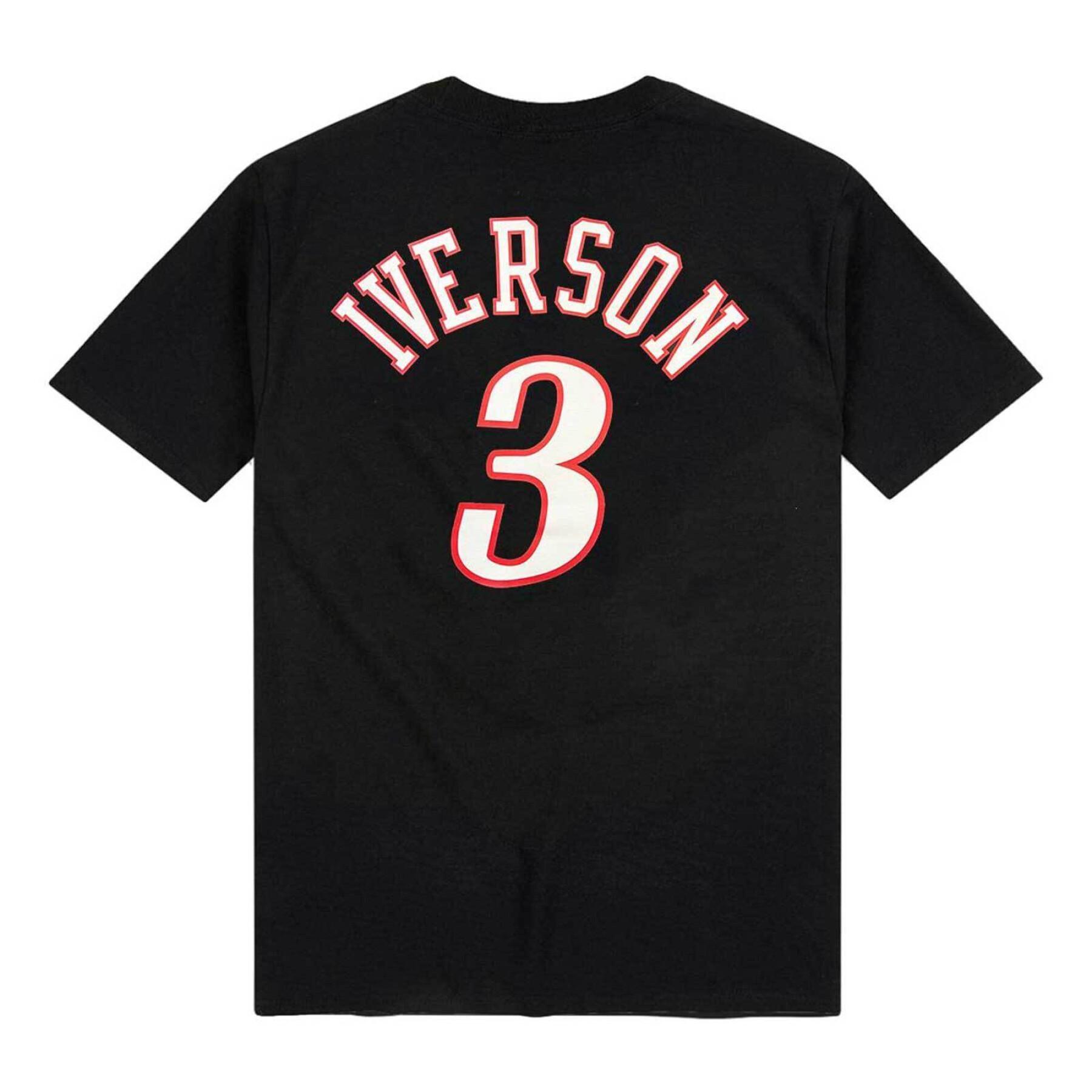 Allen Iverson #3 Philadelphia 76ers Mitchell & Ness NBA Name & Number T-Shirt Schwarz - STADIUMDREAMS