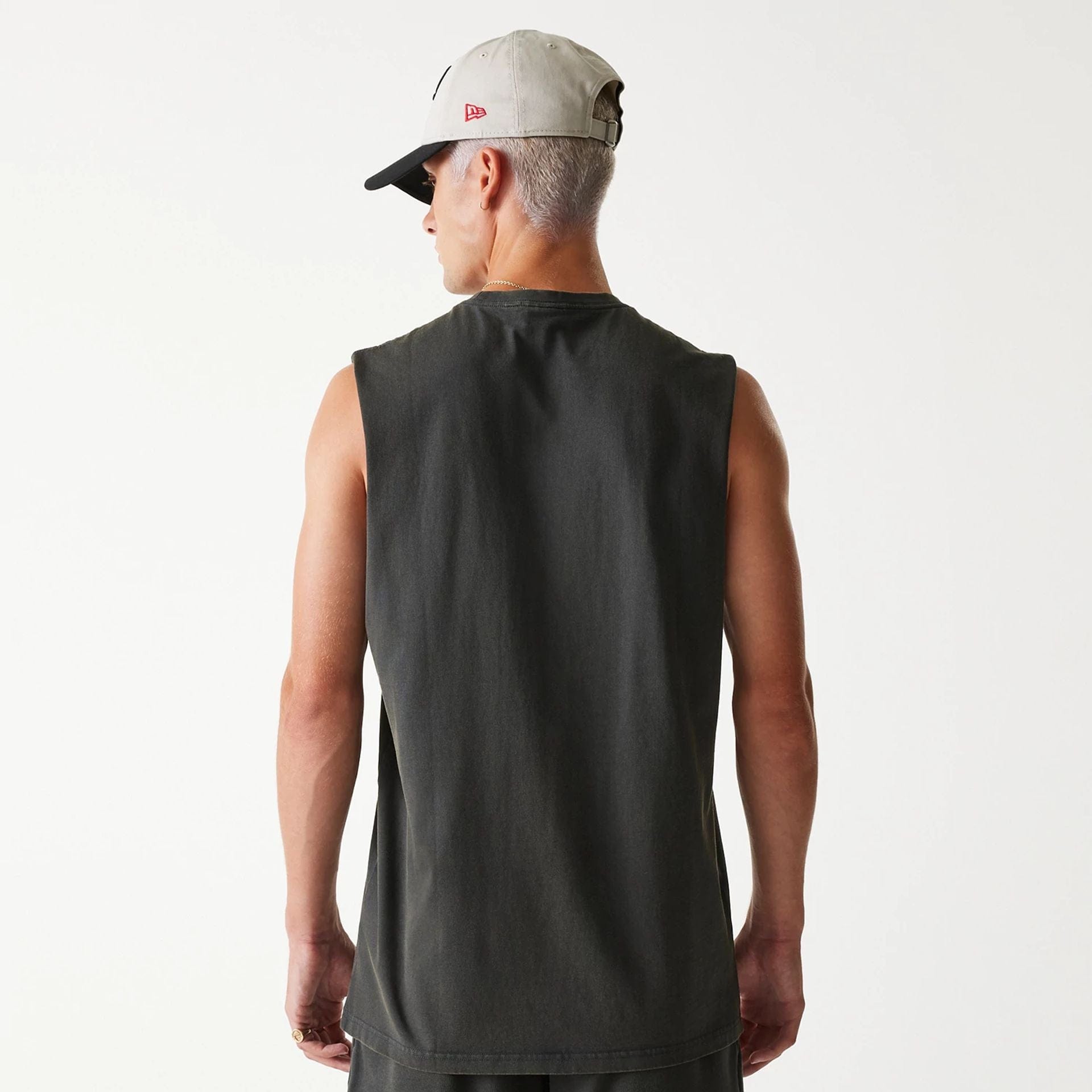 Chicago Bulls New Era Washed Style Oversized Tanktop Sleeveless NBA T-Shirt Grau