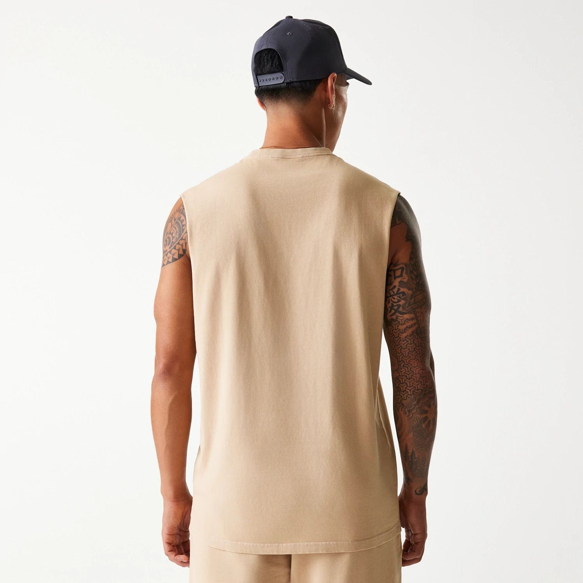 Chicago Bulls New Era Washed Style Oversized Tanktop Sleeveless NBA T-Shirt Beige - STADIUMDREAMS