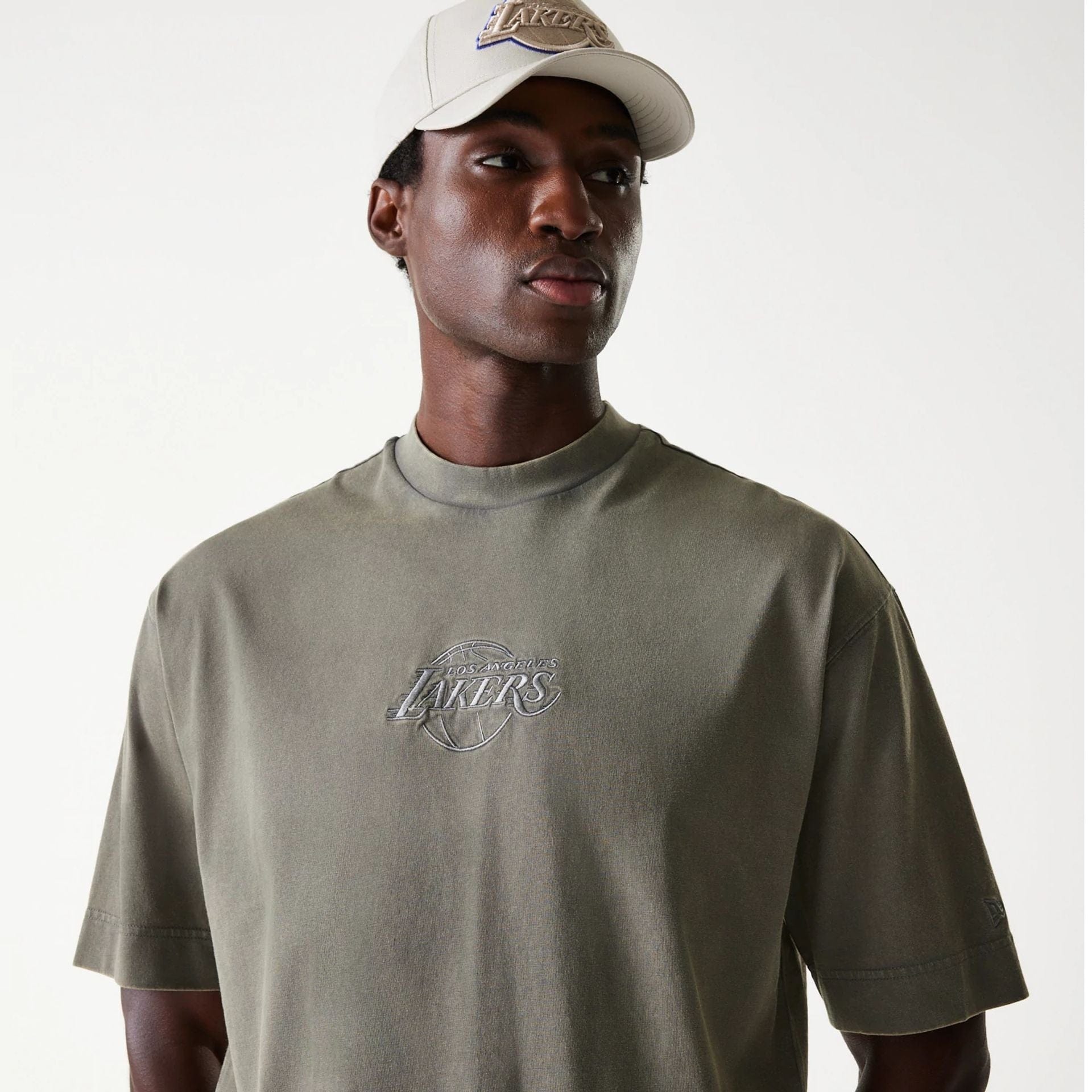 Los Angeles Lakers New Era Washed Style Oversized Box NBA T-Shirt Grau