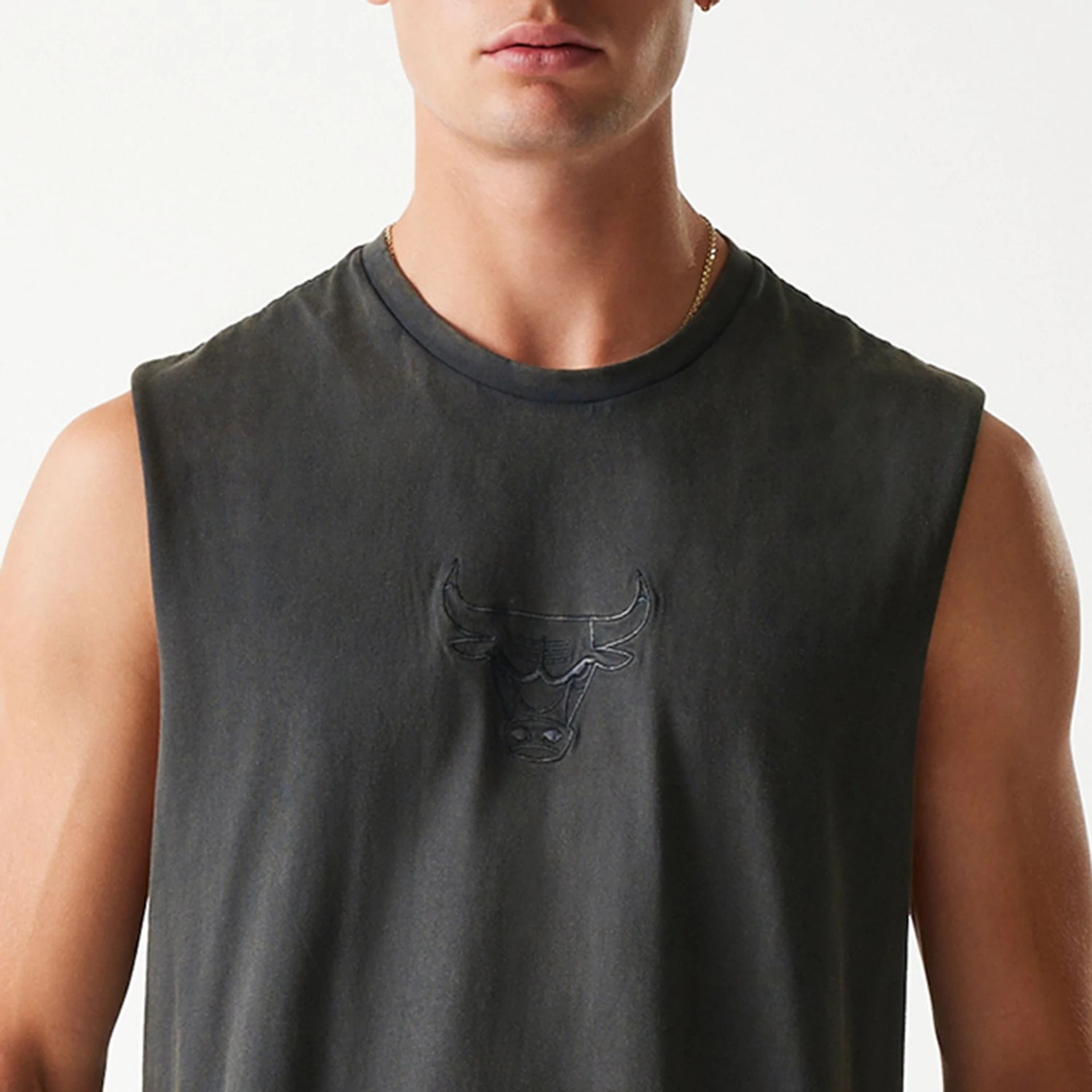 Chicago Bulls New Era Washed Style Oversized Tanktop Sleeveless NBA T-Shirt Grau
