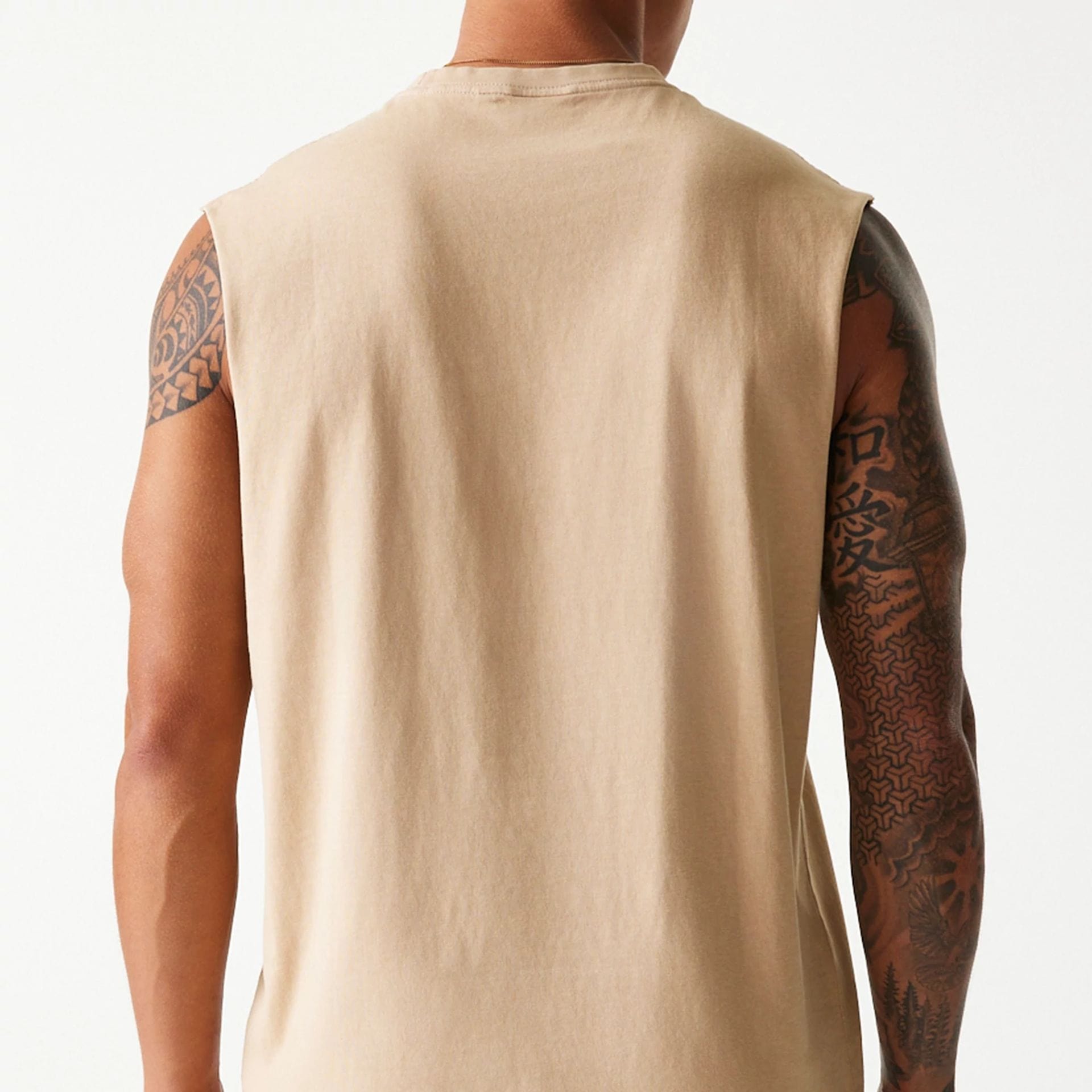 Chicago Bulls New Era Washed Style Oversized Tanktop Sleeveless NBA T-Shirt Beige - STADIUMDREAMS