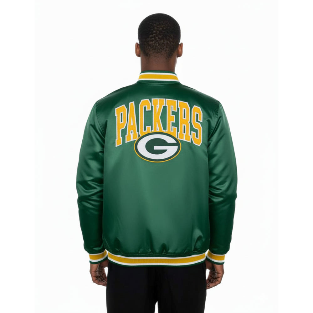 Green Bay Packers New Era USA EDITION Stitched Satin NFL Jacke Grün - STADIUMDREAMS
