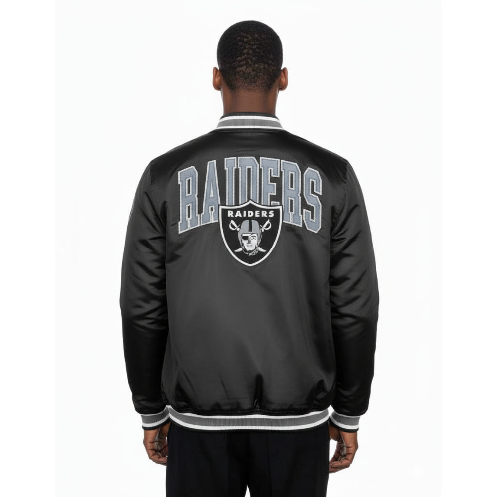 Las Vegas Raiders New Era USA EDITION Stitched Satin NFL Jacke Schwarz