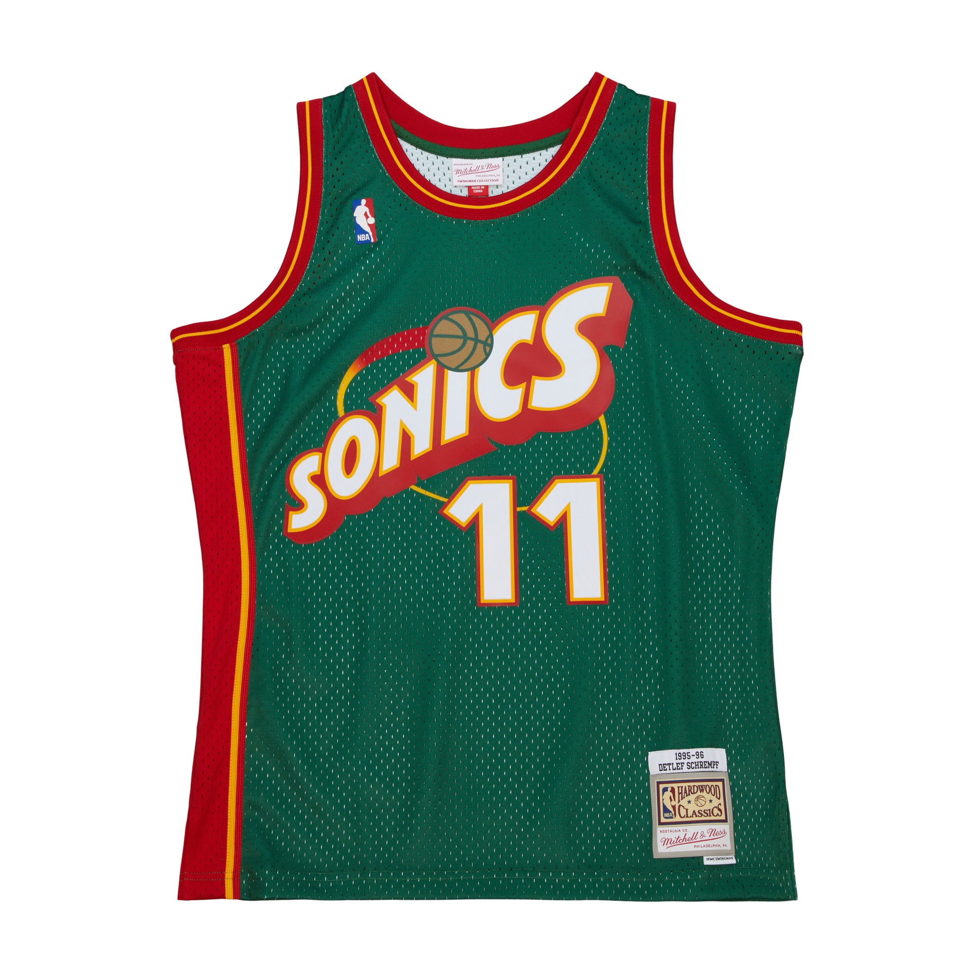 Detlef Schrempf #11 Seattle SuperSonics Mitchell & Ness 1995–96 Swingman NBA Trikot Grün