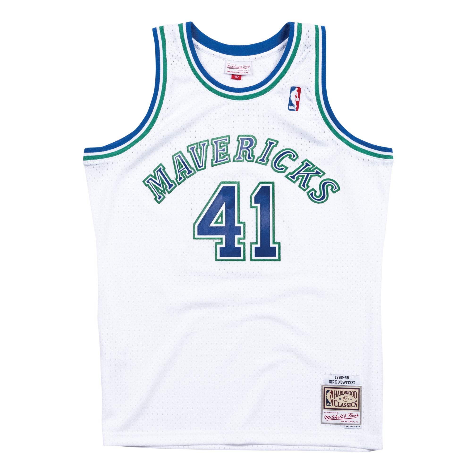 Dirk Nowitzki #41 Dallas Mavericks Mitchell & Ness NBA Swingman Trikot 1998 Weiß
