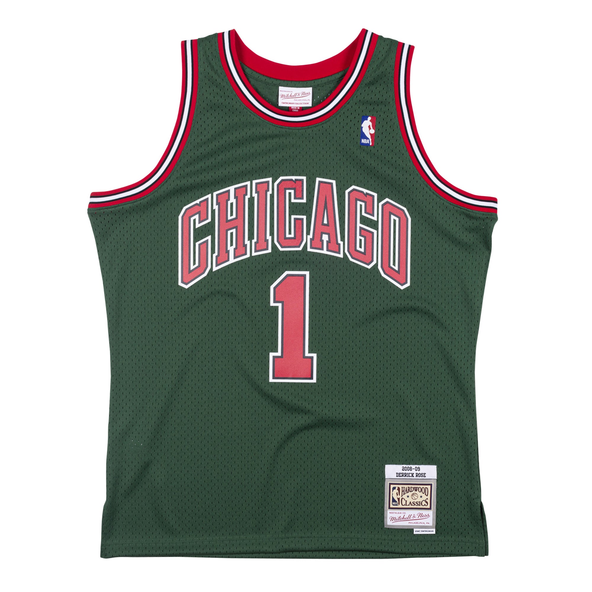 Derrick Rose #1 Chicago Bulls Mitchell & Ness Swingman NBA Trikot 2008-2009 Grün
