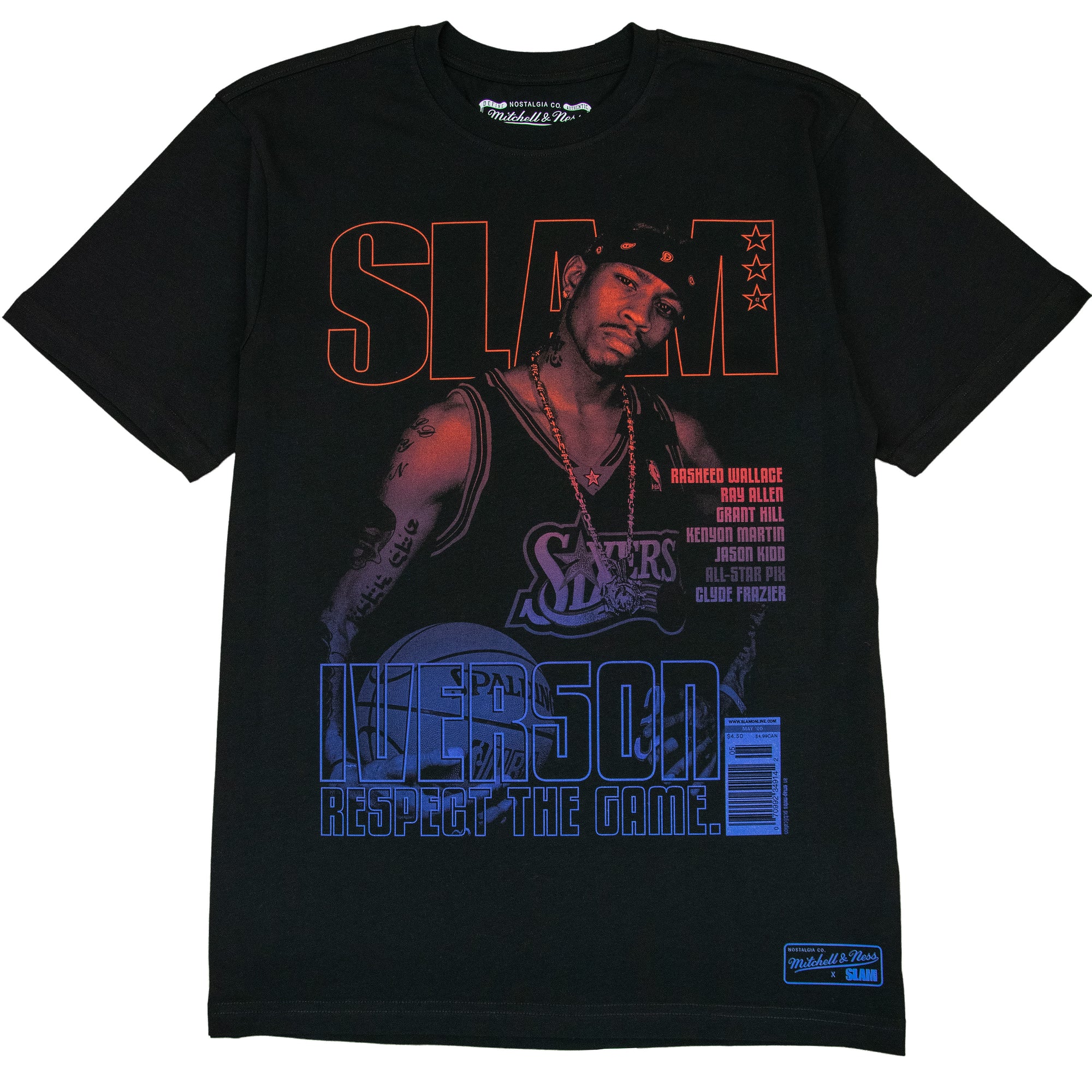 Allen Iverson Philadelphia 76ers Mitchell & Ness Gradient SLAM Cover NBA T-Shirt Schwarz