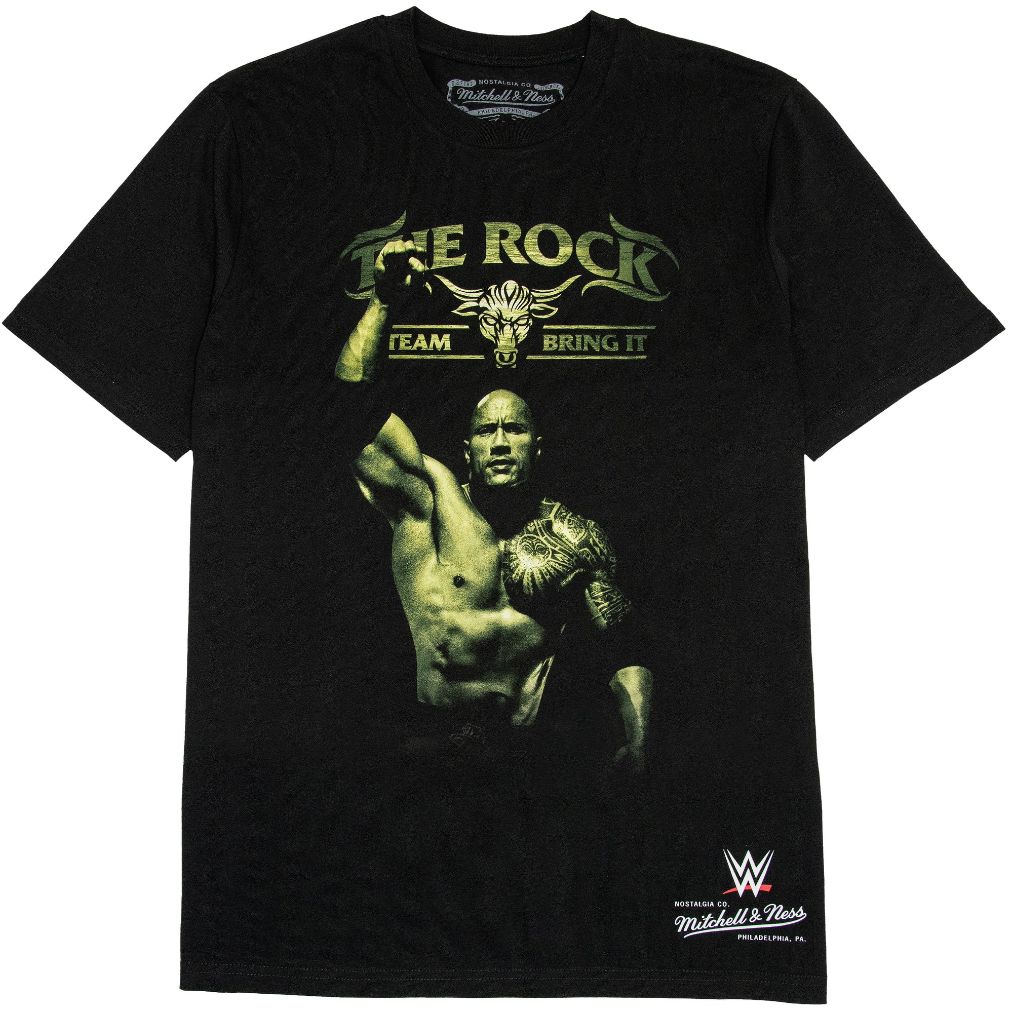 Dwayne The Rock Johnson Team Bring It Mitchell & Ness WWE Legend T-Shirt Schwarz
