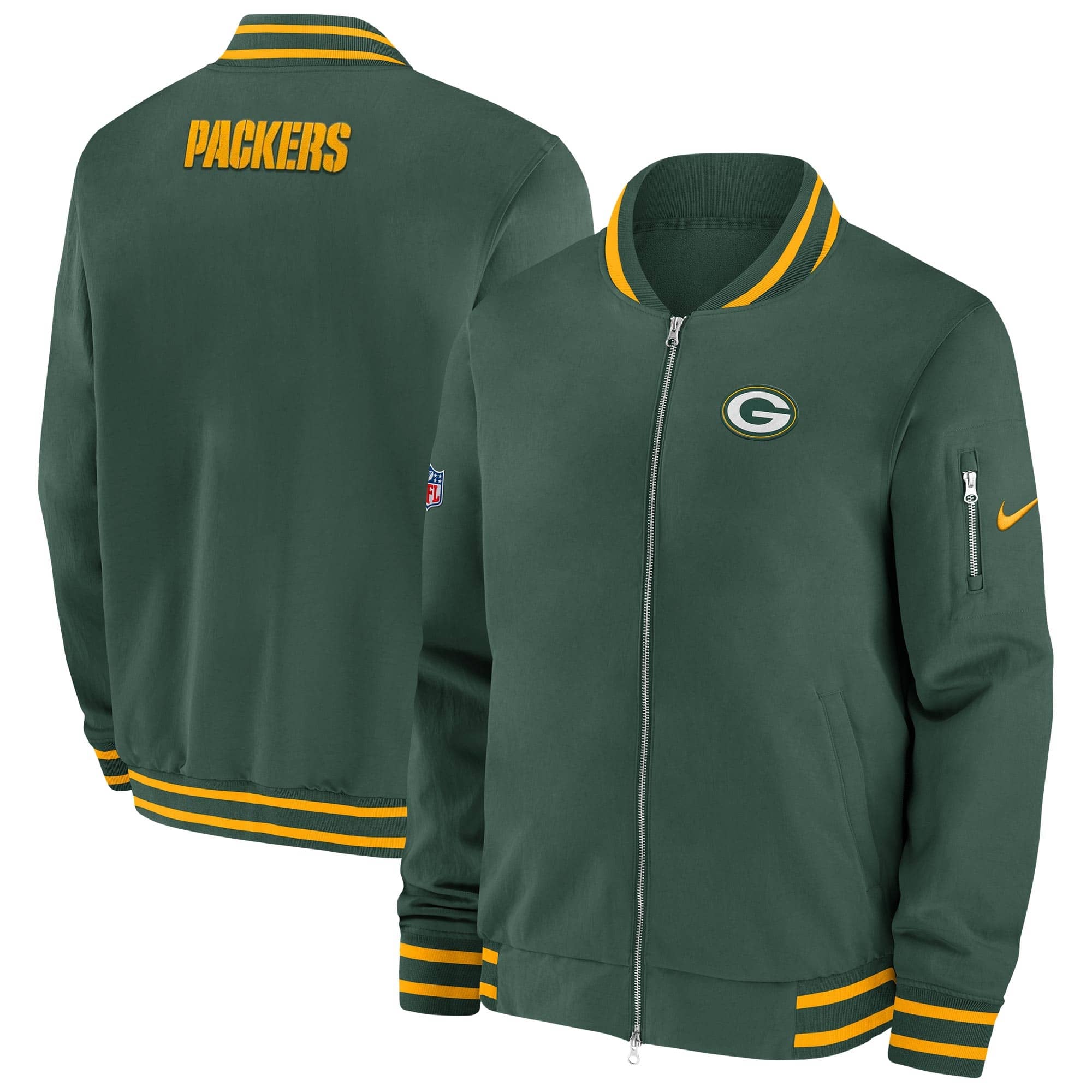 Green Bay Packers Nike Sideline Coach Bomber NFL Jacke Grün - STADIUMDREAMS