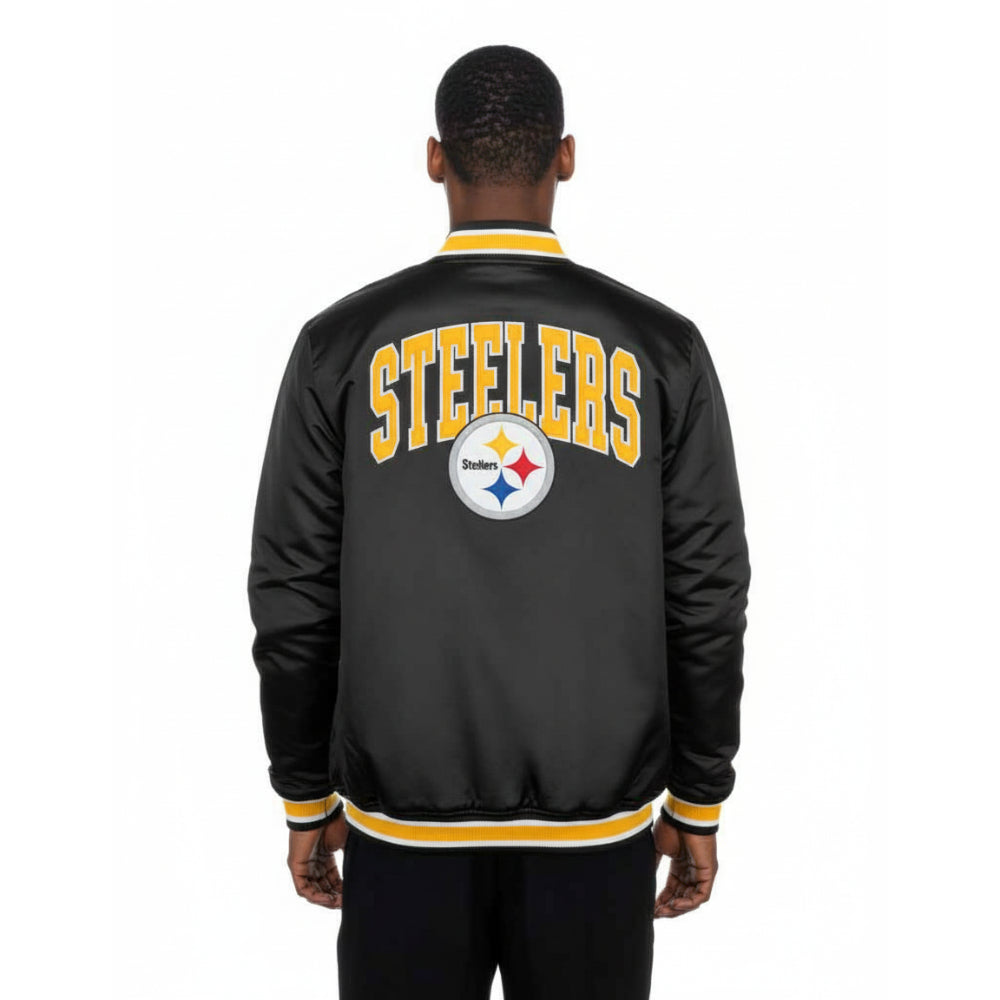 Pittsburgh Steelers New Era USA EDITION Stitched Satin NFL Jacke Schwarz - STADIUMDREAMS