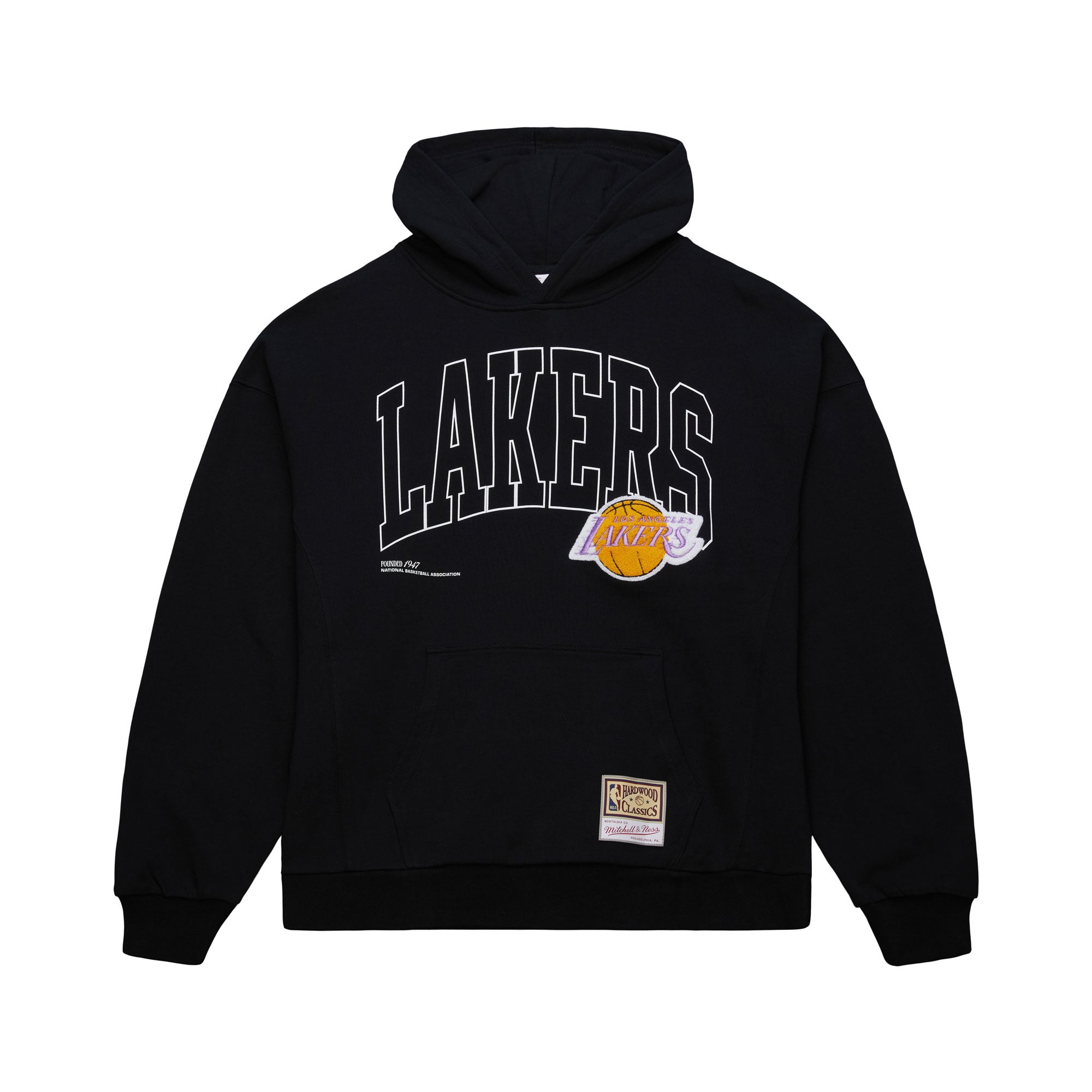 Los Angeles Lakers Mitchell & Ness Oversized Stitched Logo Over NBA Hoodie Schwarz