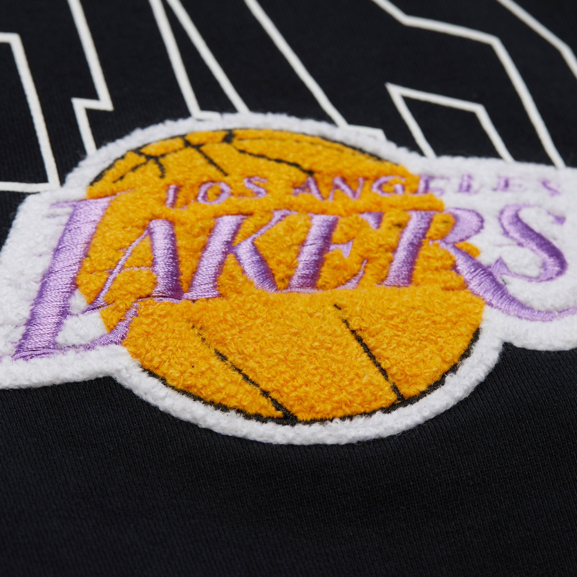 Los Angeles Lakers Mitchell & Ness Oversized Stitched Logo Over NBA Hoodie Schwarz