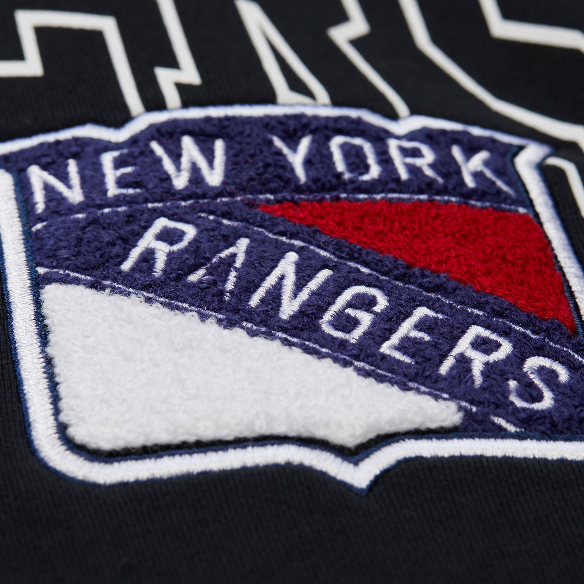 New York Rangers Mitchell & Ness Oversized Stitched Logo Over NHL Hoodie Black
