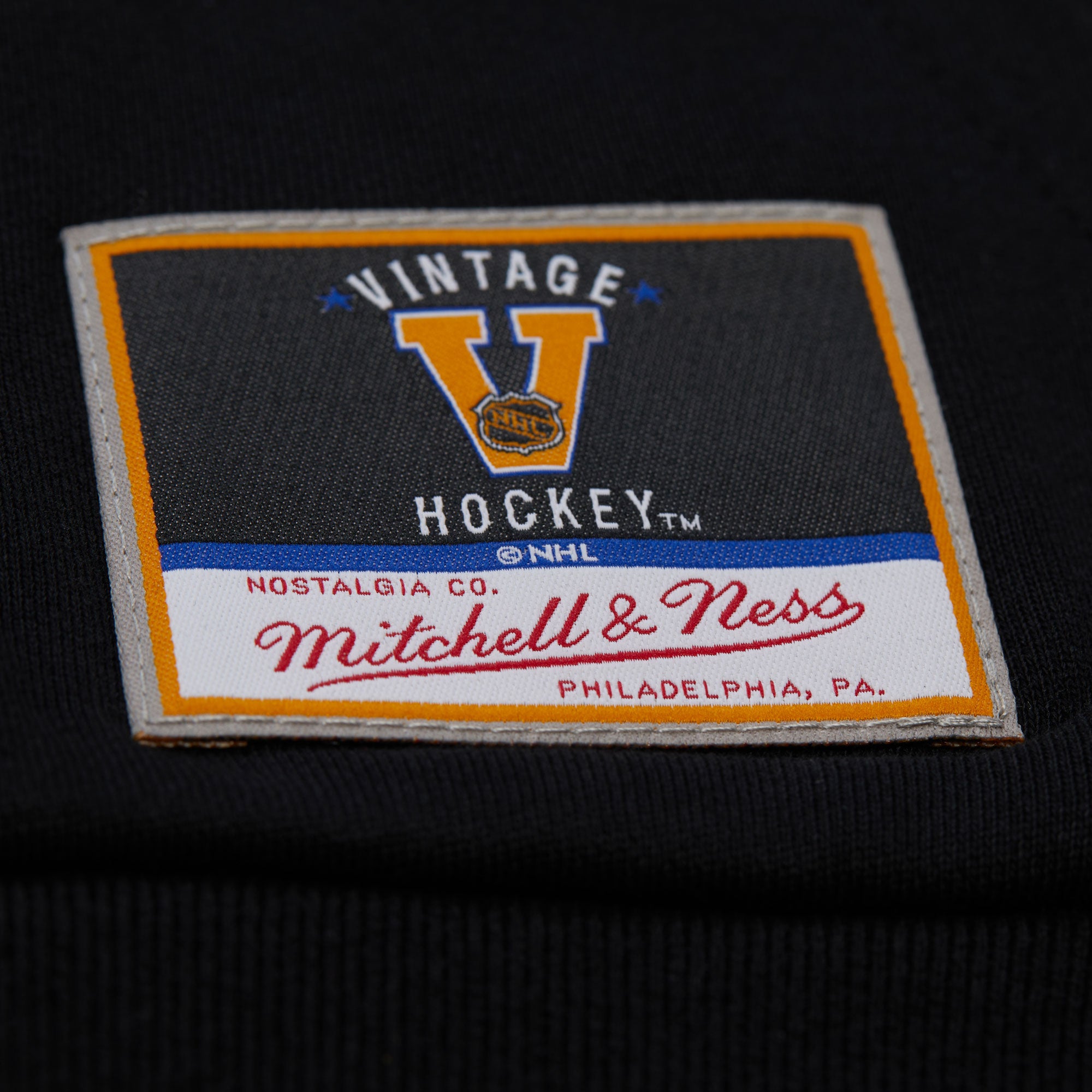 New York Rangers Mitchell & Ness Oversized Stitched Logo Over NHL Hoodie Black