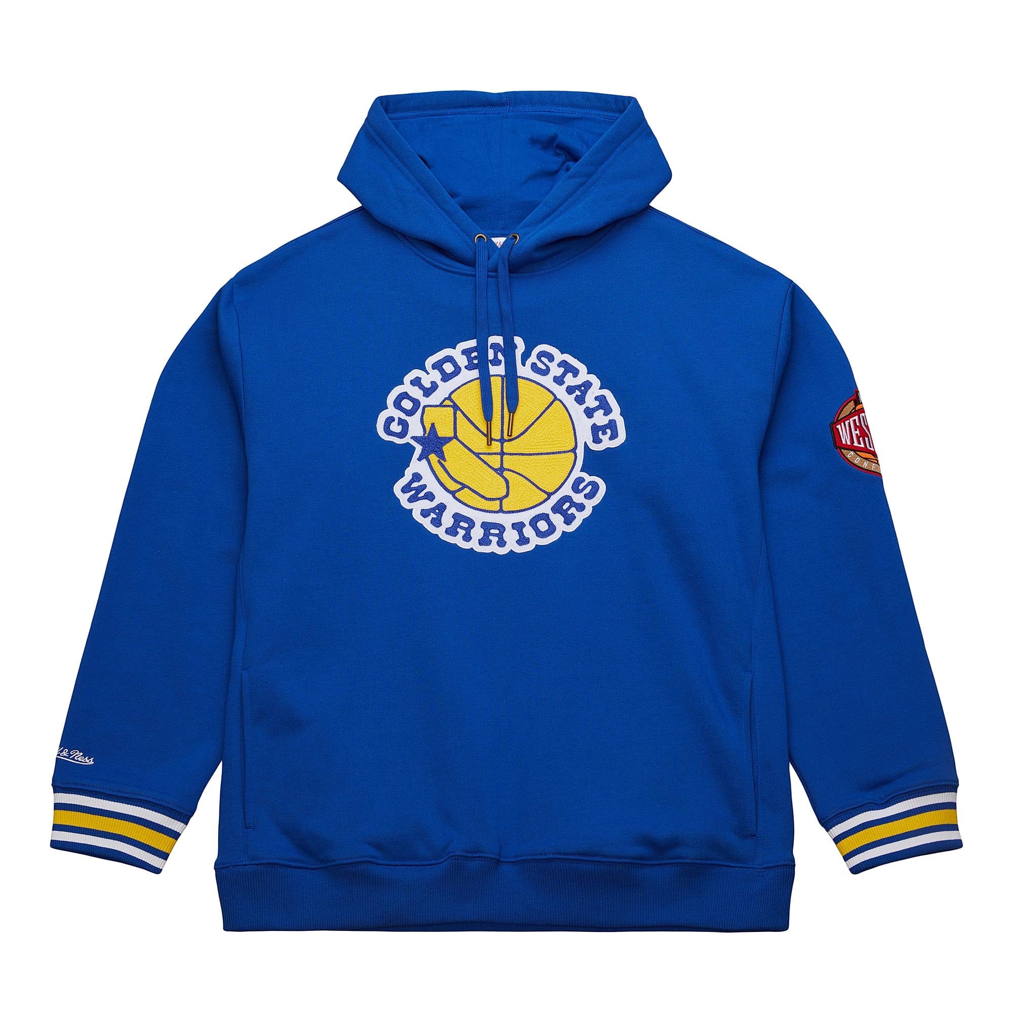 Golden State Warriors Mitchell & Ness Heavyweight Chainstitch Premium NBA Hoodie Blau - STADIUMDREAMS