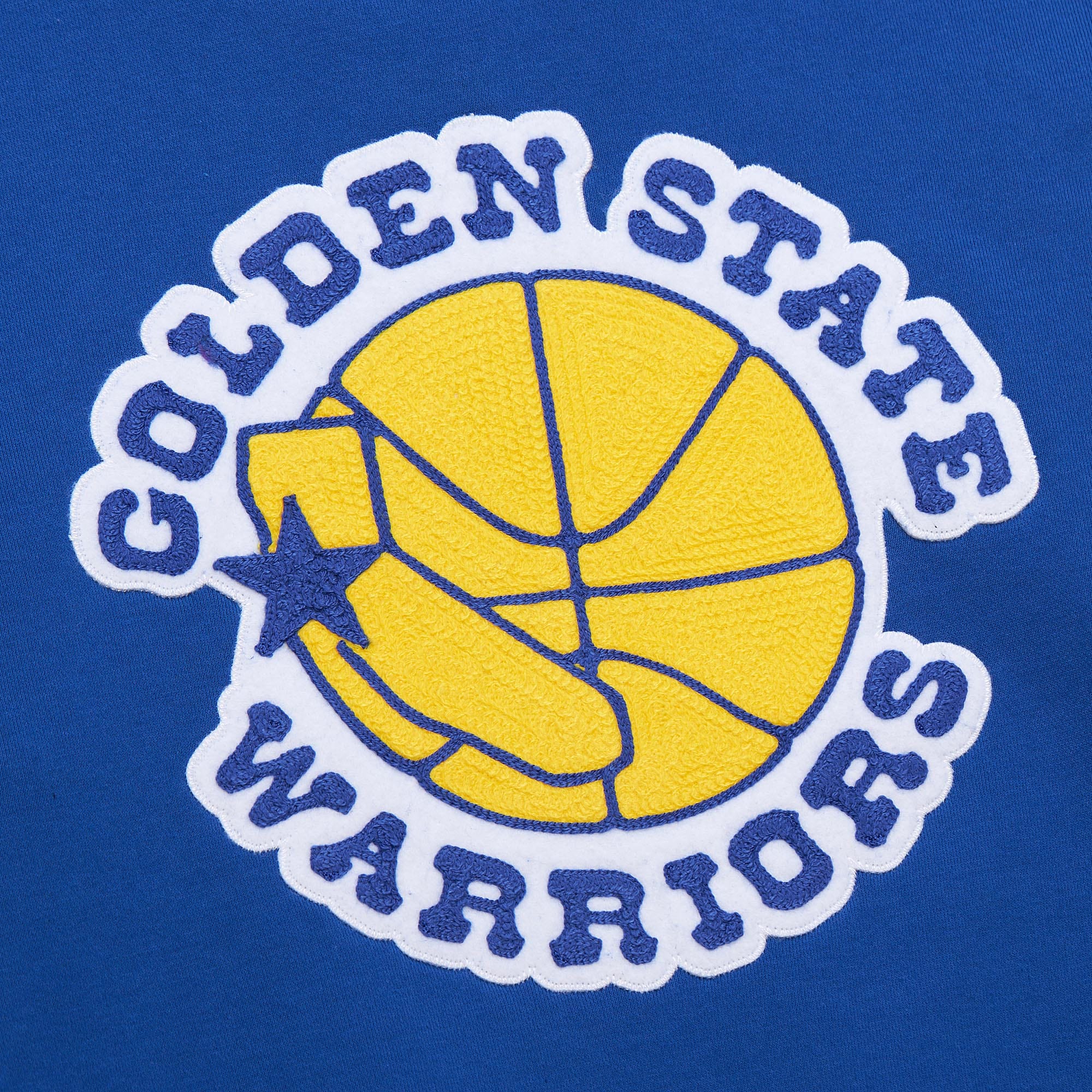 Golden State Warriors Mitchell & Ness Heavyweight Chainstitch Premium NBA Hoodie Blau - STADIUMDREAMS