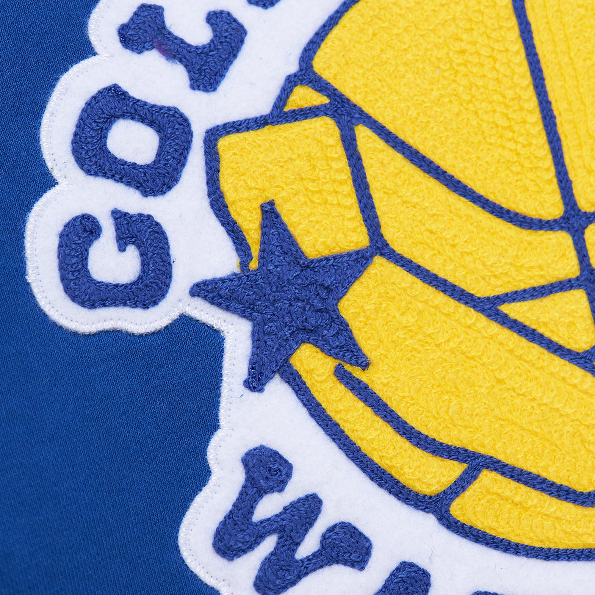 Golden State Warriors Mitchell & Ness Heavyweight Chainstitch Premium NBA Hoodie Blau - STADIUMDREAMS