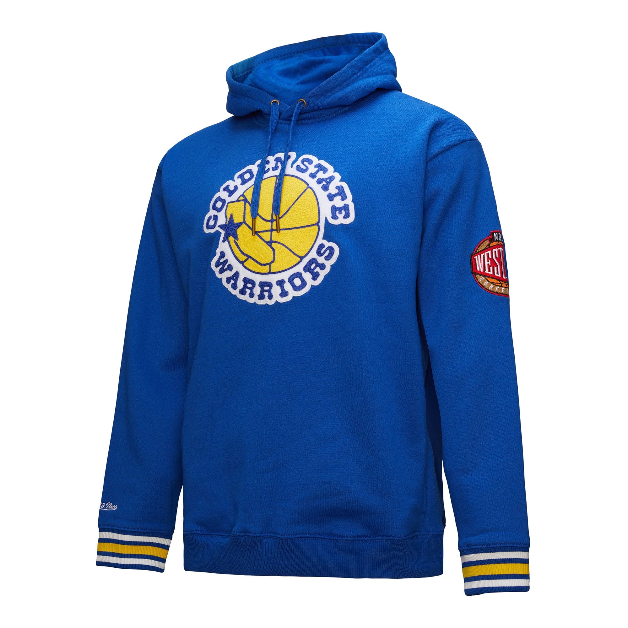 Golden State Warriors Mitchell & Ness Heavyweight Chainstitch Premium NBA Hoodie Blau - STADIUMDREAMS