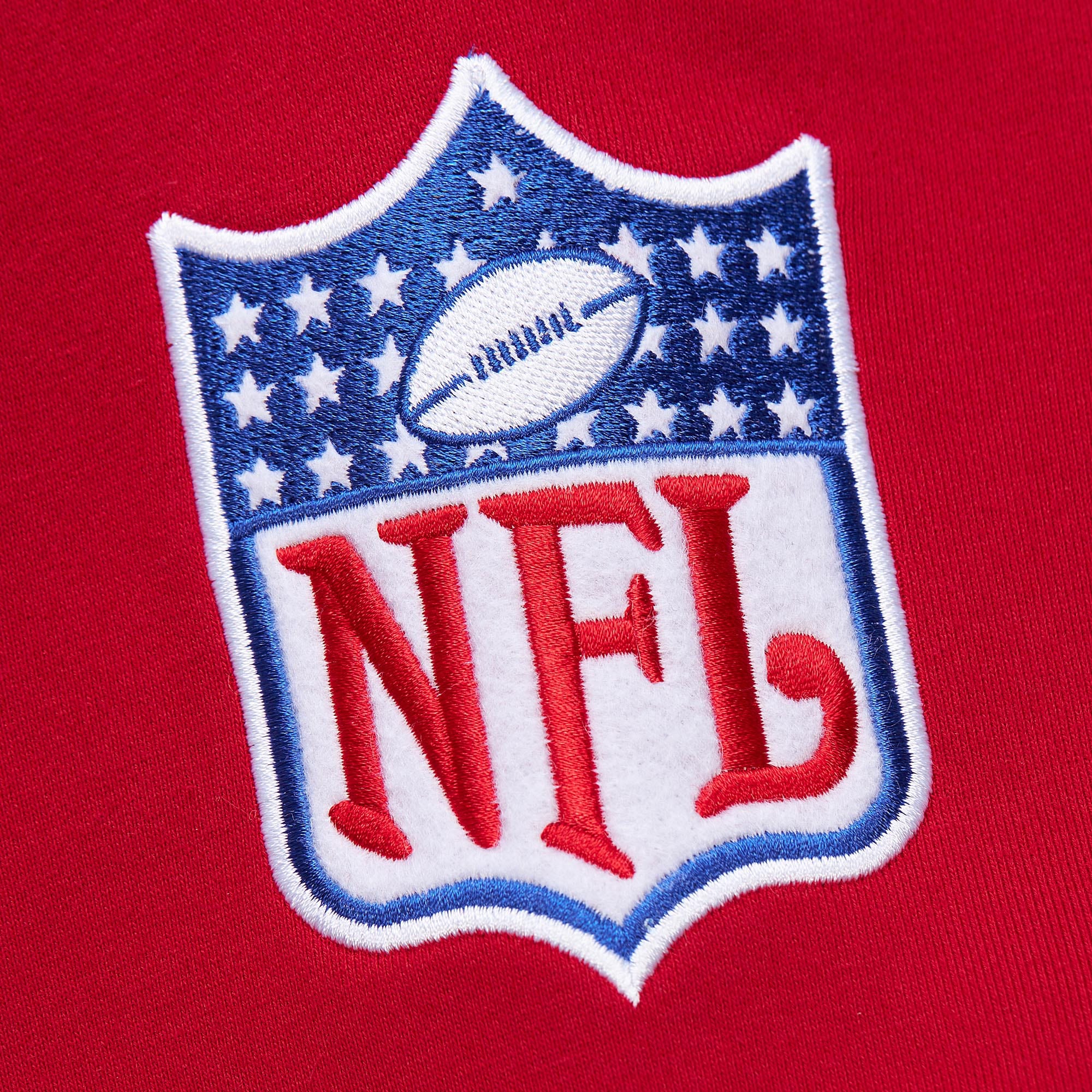 San Francisco 49ers Mitchell & Ness Heavyweight Chainstitch Premium NFL Hoodie Rot - STADIUMDREAMS